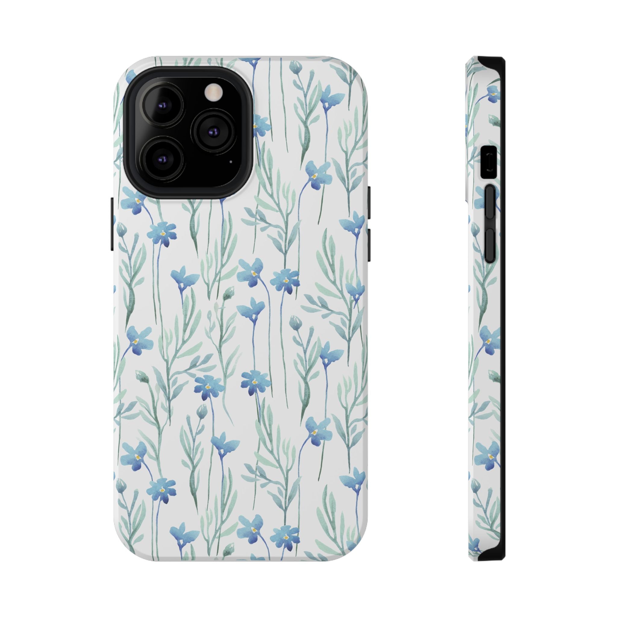 Customizable: Blue Floral Impact-Resistant Phone Case