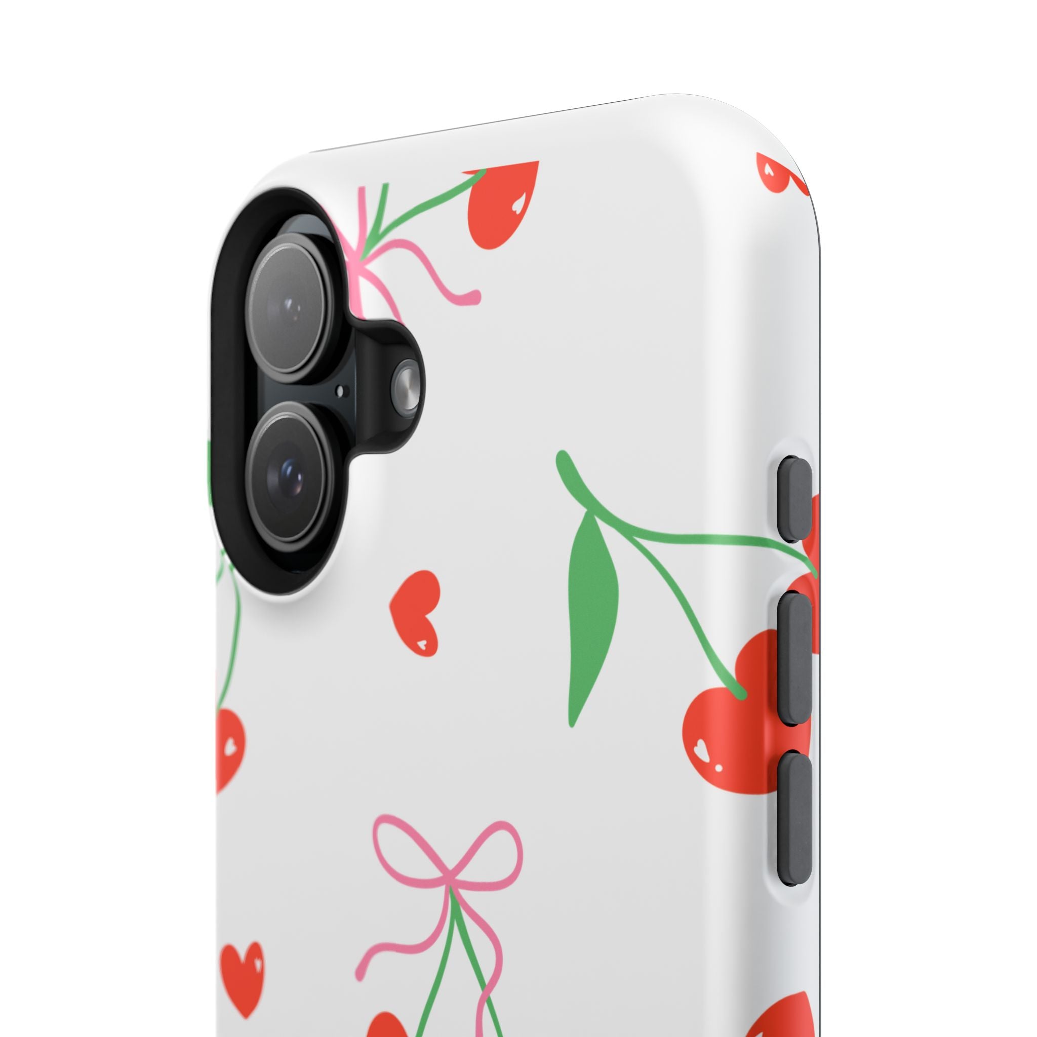 Customizable: Cherry Heart Impact-Resistant Phone Case