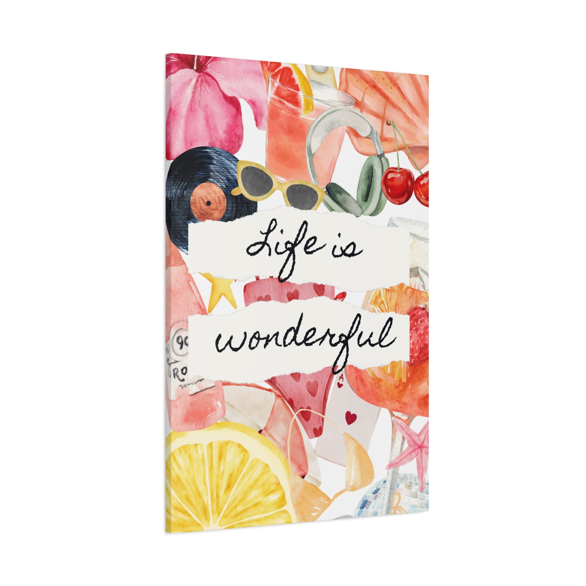 Life is Wonderful Canvas Wall Art, Colorful Decor, Inspirational Gift, Home Display, Summery Wall Art, Motivational Print
