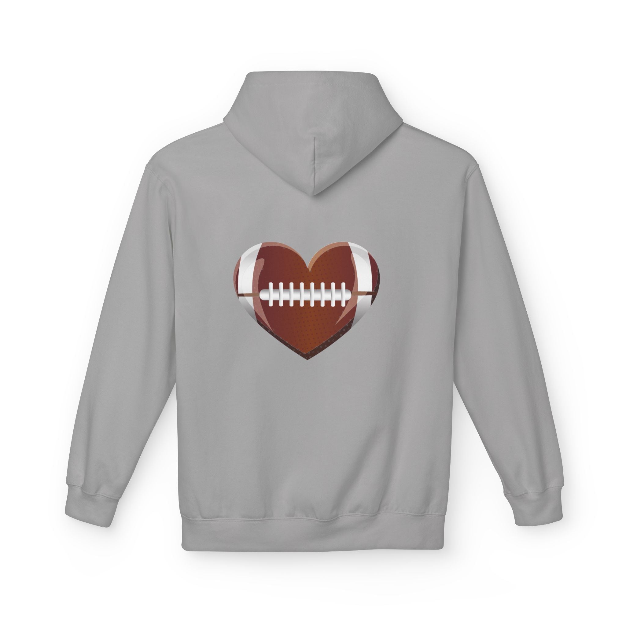Football Heart Hoodie - Midweight Fleece Sweatshirt for Sports Fans, Gift for Holidays, Game Day Apparel, Cozy and Casual