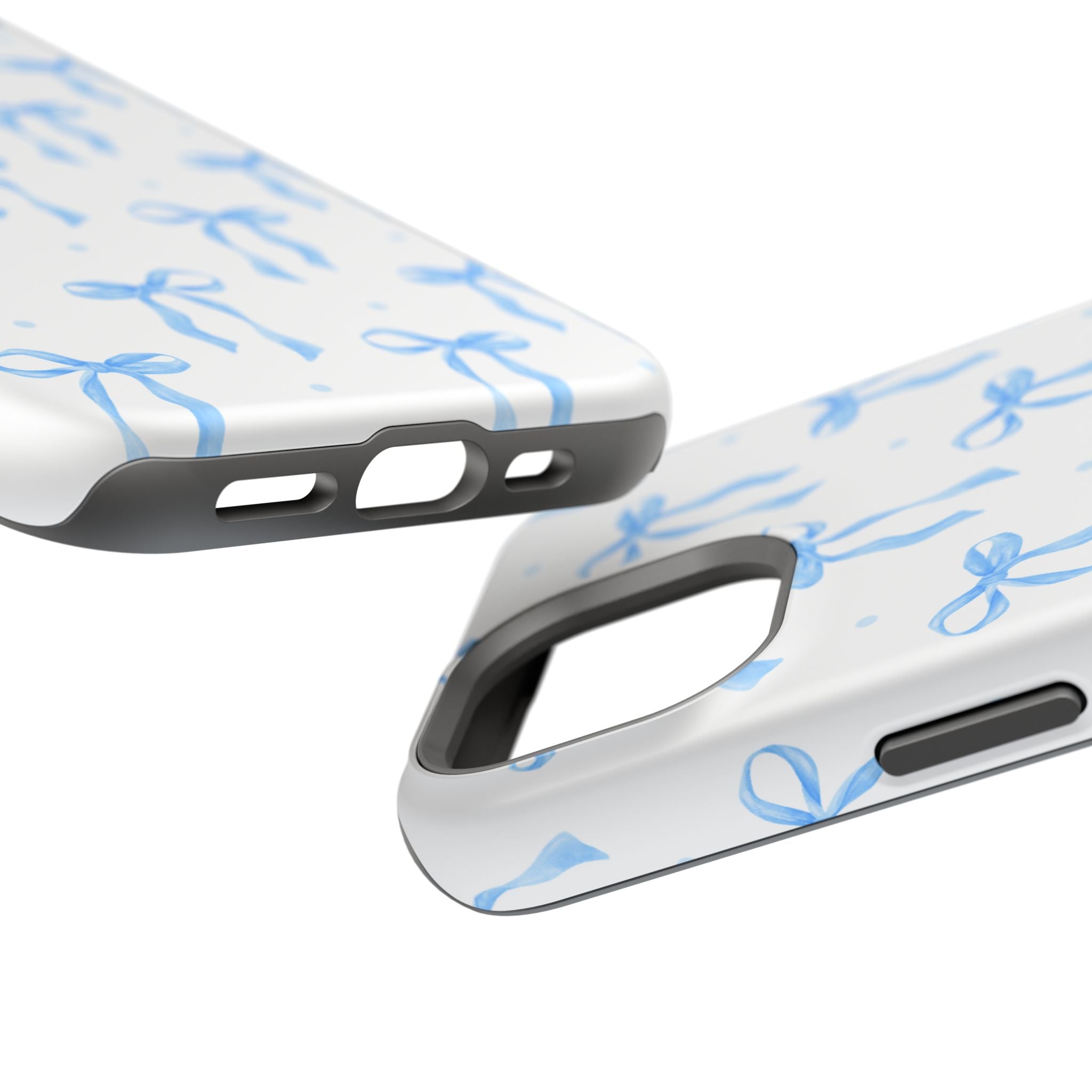 Customizable: Chic Blue Coquette Bow Impact-Resistant Phone Case