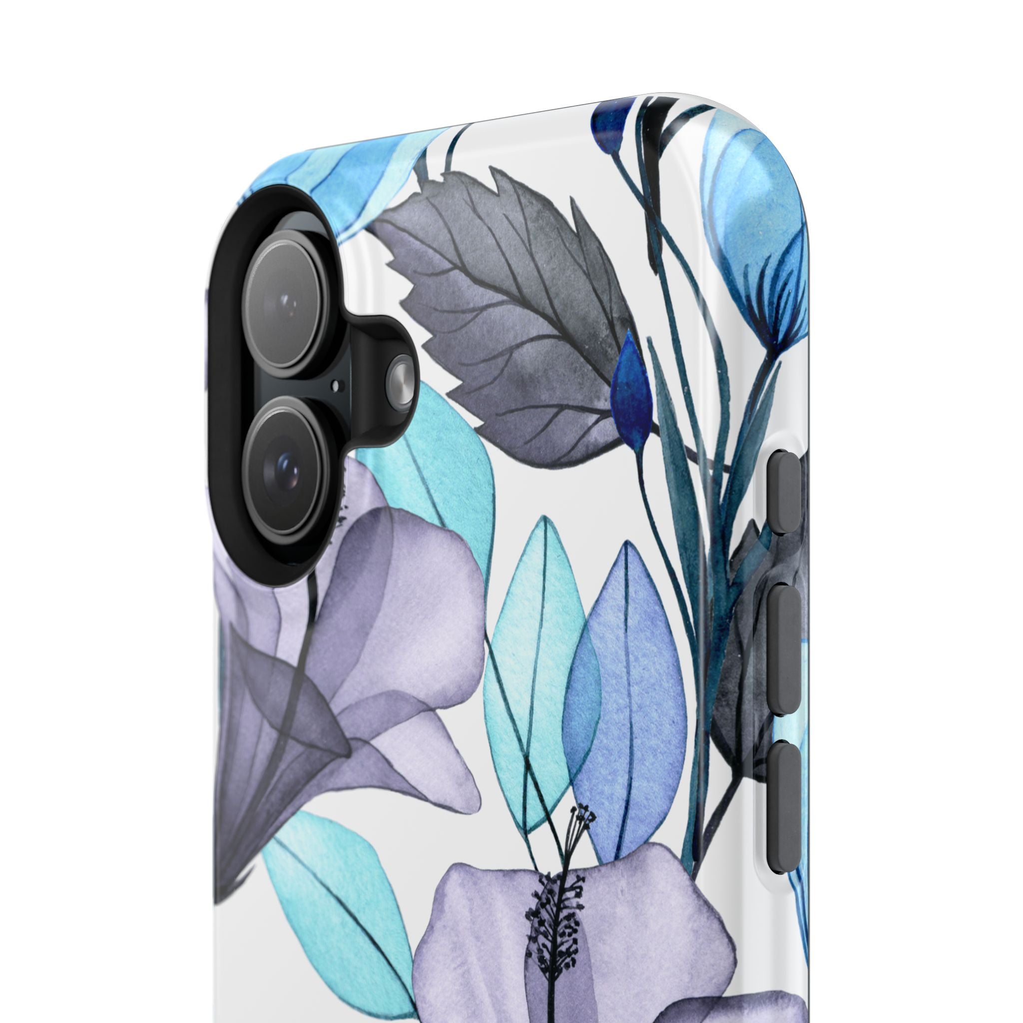 Customizable: Blue and Purple Floral Impact-Resistant Phone Case