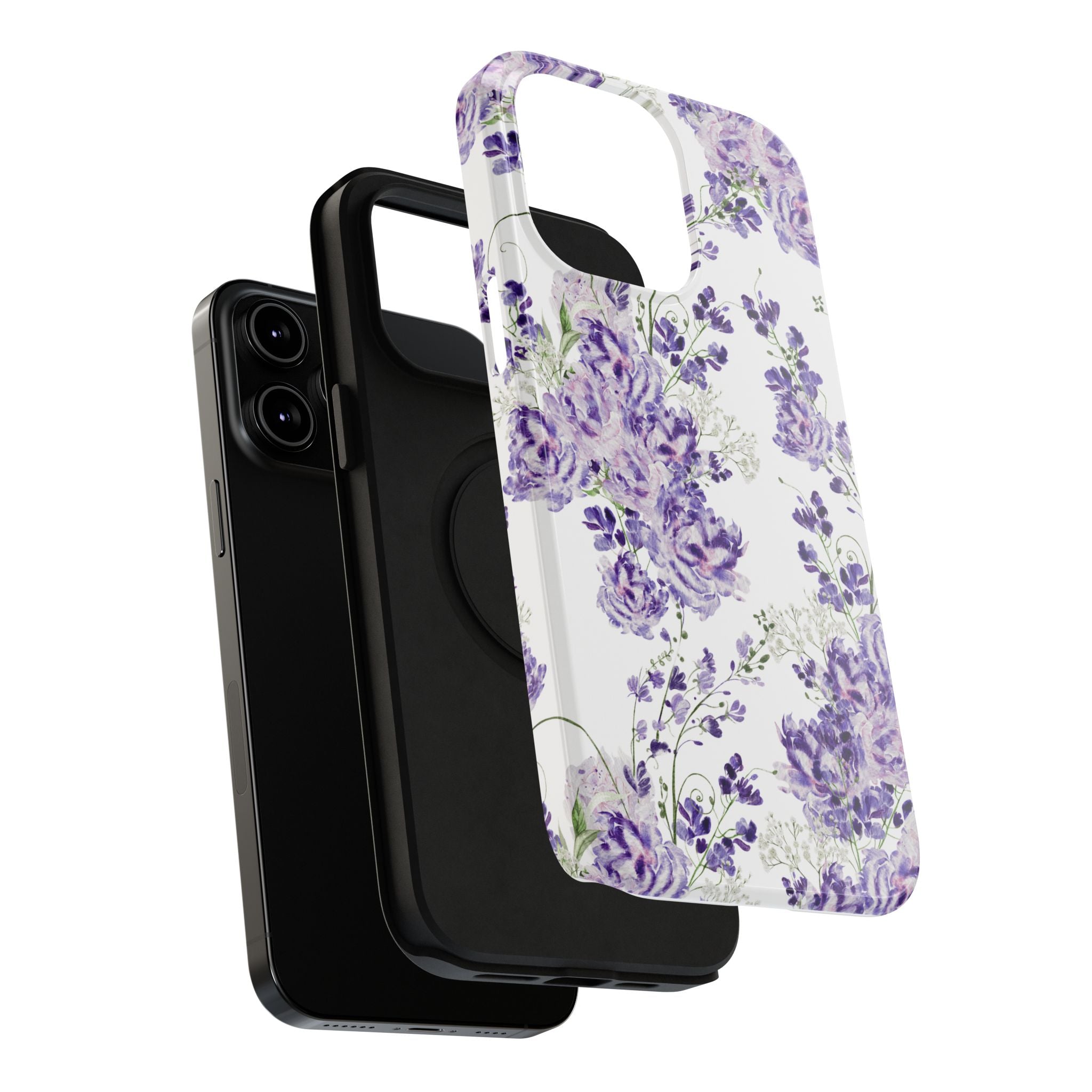 Customizable: Purple Floral Impact-Resistant Phone Case