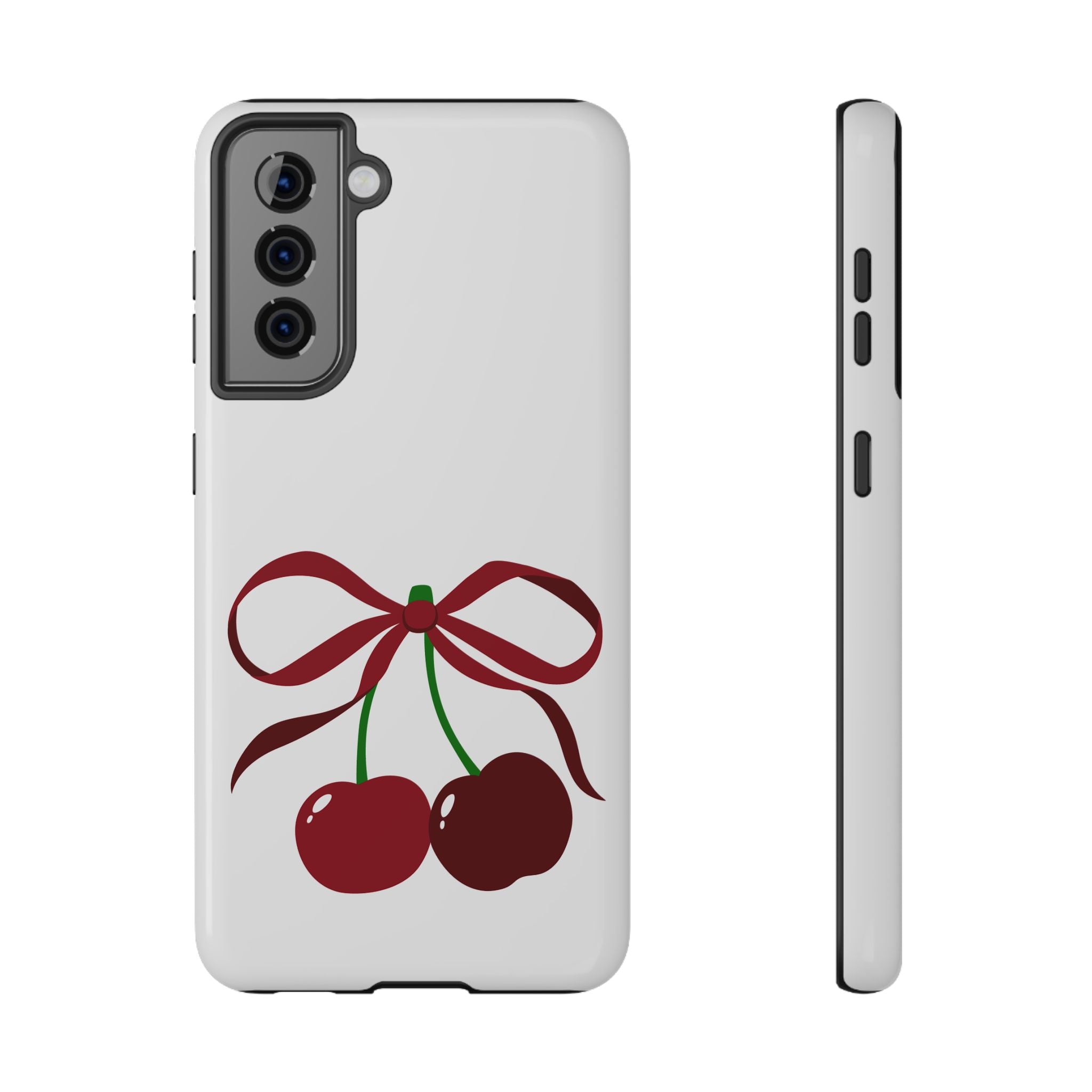 Customizable: Cherry Bow Impact-Resistant Case for Smartphones | Cute Phone Cover | Gift for Her | Cherry Lover's Accessory | Durable Phone Case