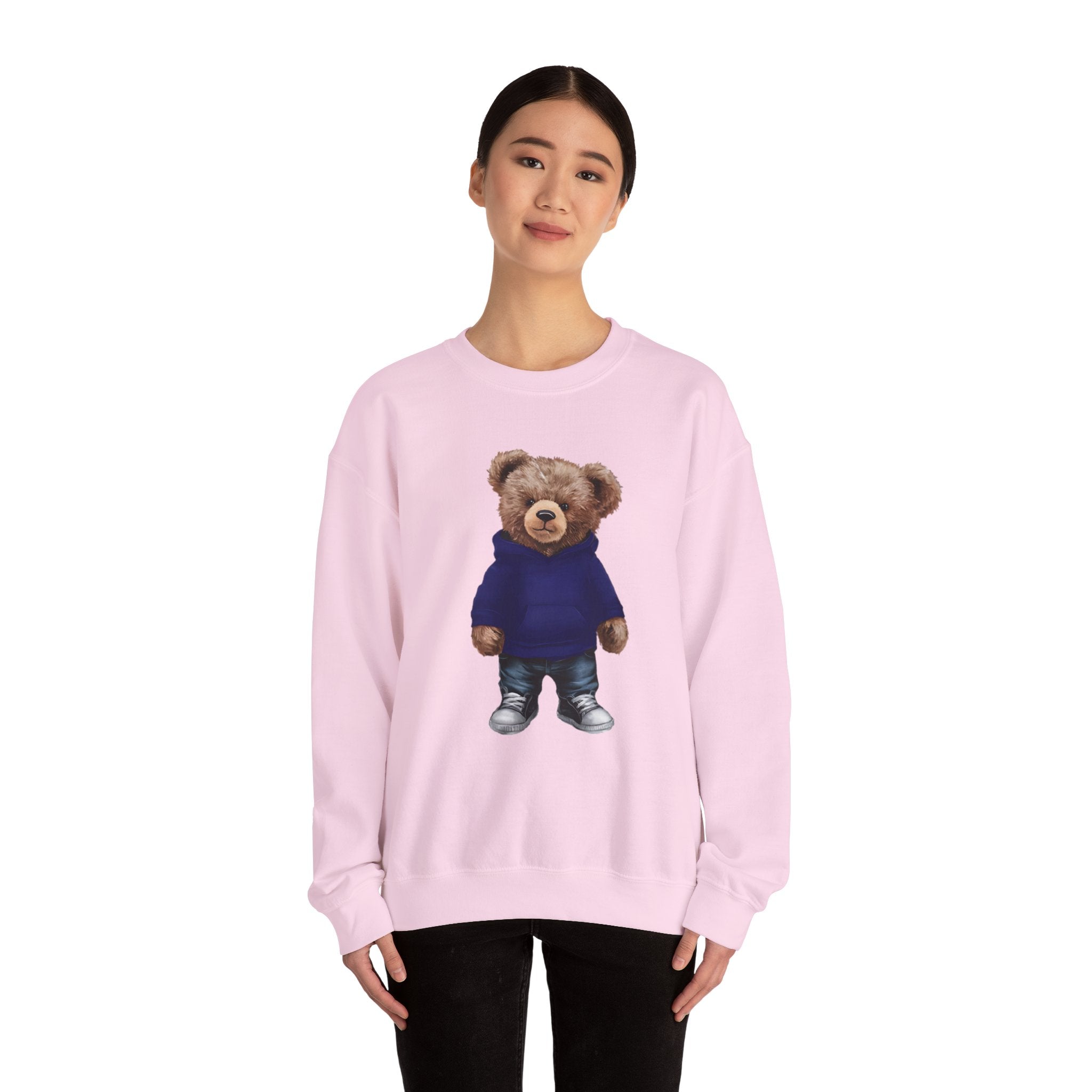CUSTOMIZABLE Bear with Blue Hoodie Crewneck Sweatshirt | Perfect for Casual Days, Gift for Bear Lovers, Comfy Layer, Unisex Fashion, Cute Wardrobe Staple
