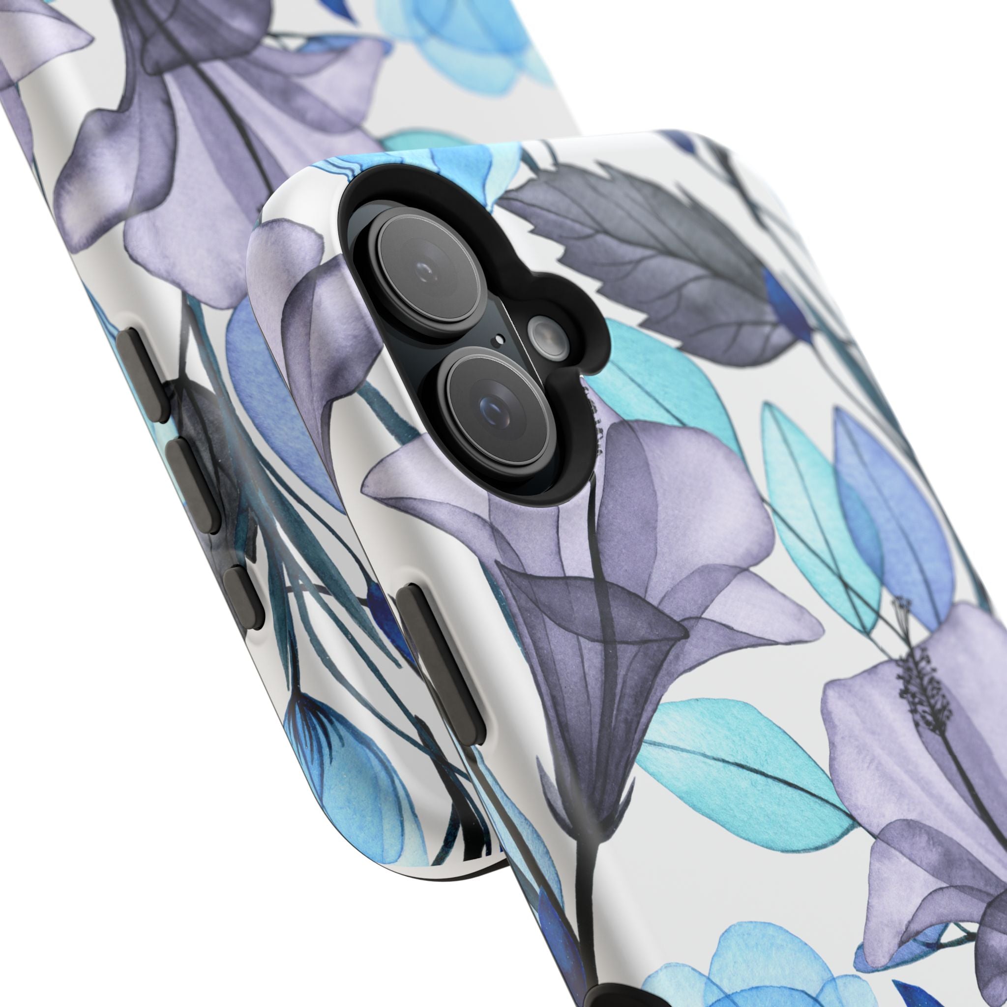 Customizable: Blue and Purple Floral Impact-Resistant Phone Case