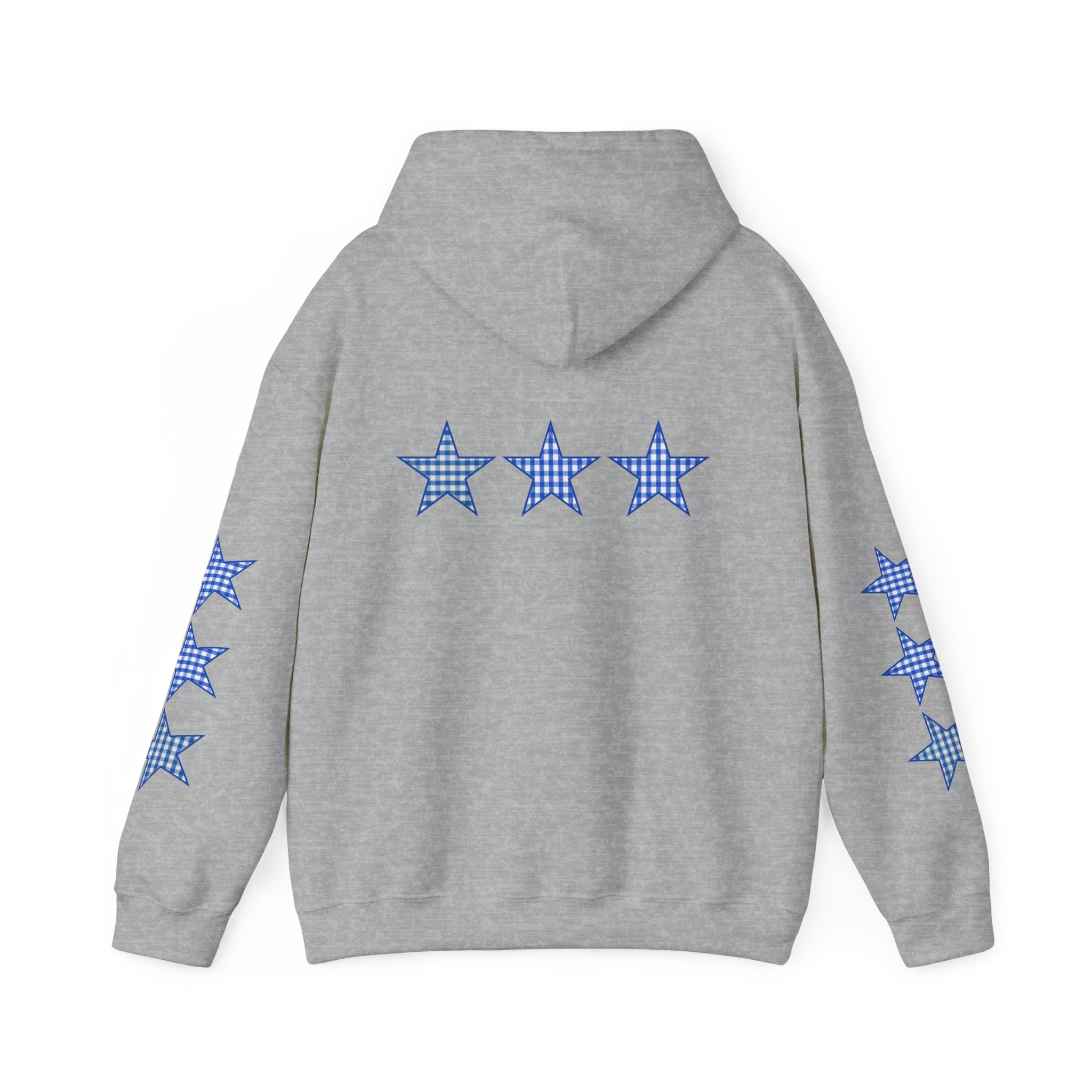 Customizable Tri-Star Blue Gingham Hoodie
