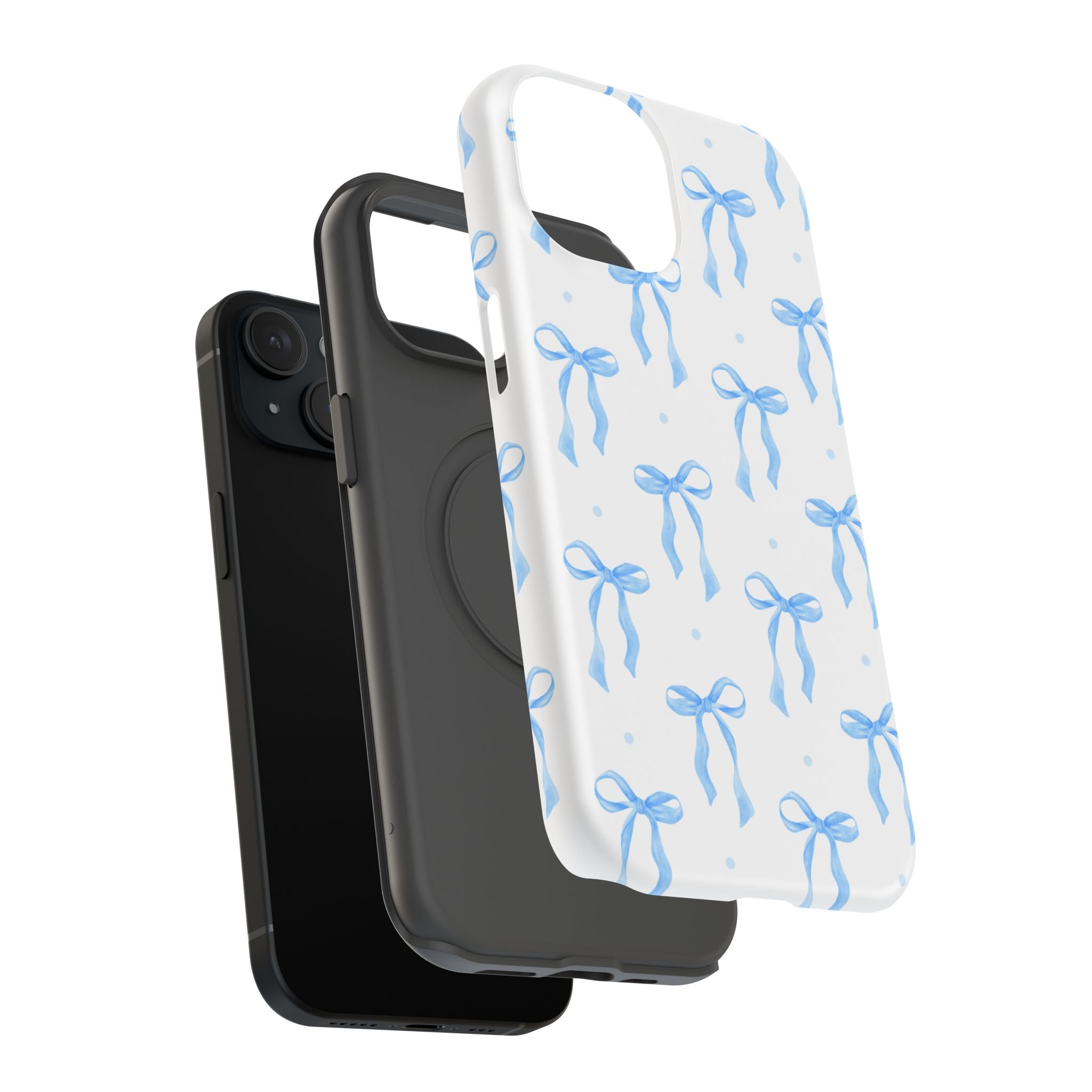 Customizable: Chic Blue Coquette Bow Impact-Resistant Phone Case
