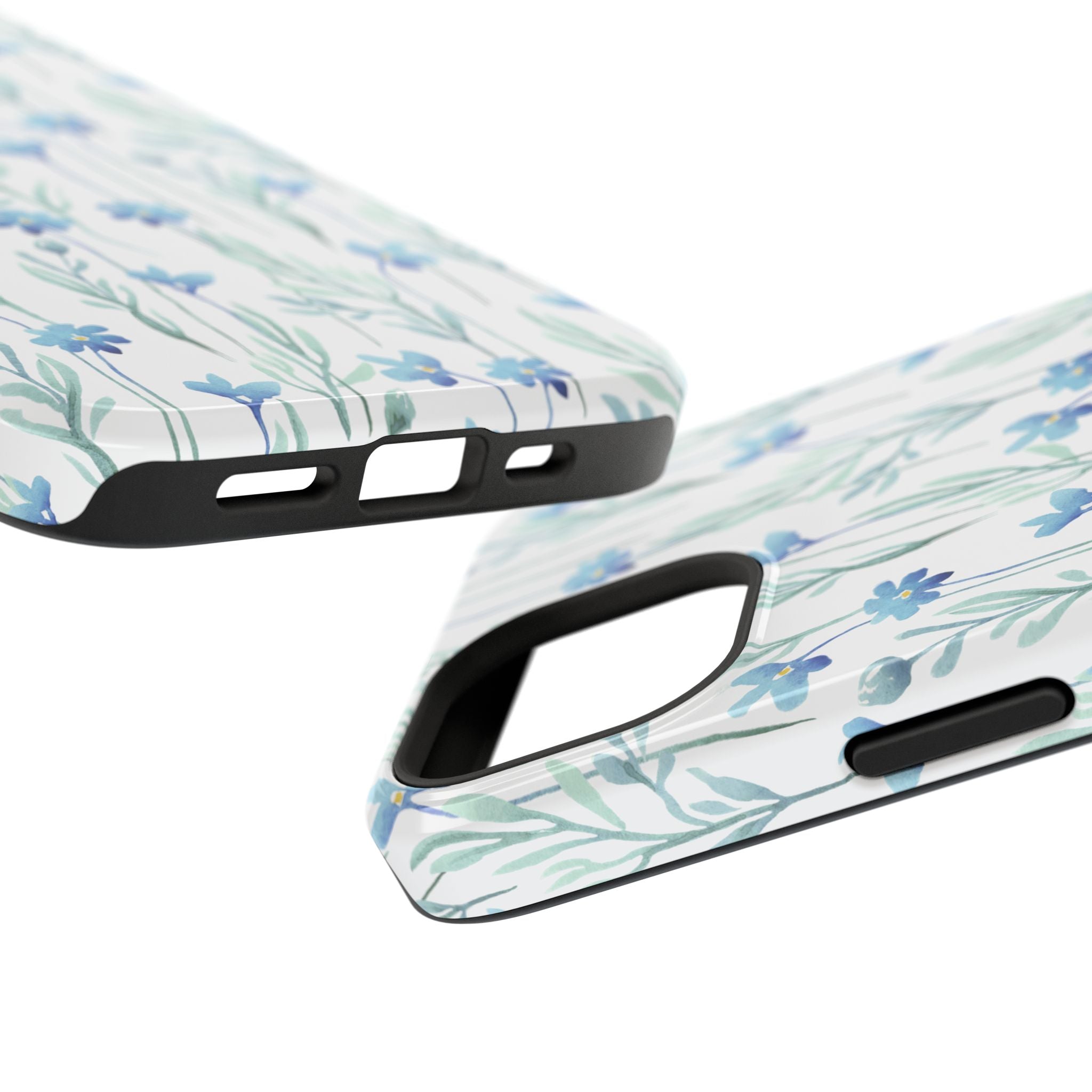 Customizable: Blue Floral Impact-Resistant Phone Case