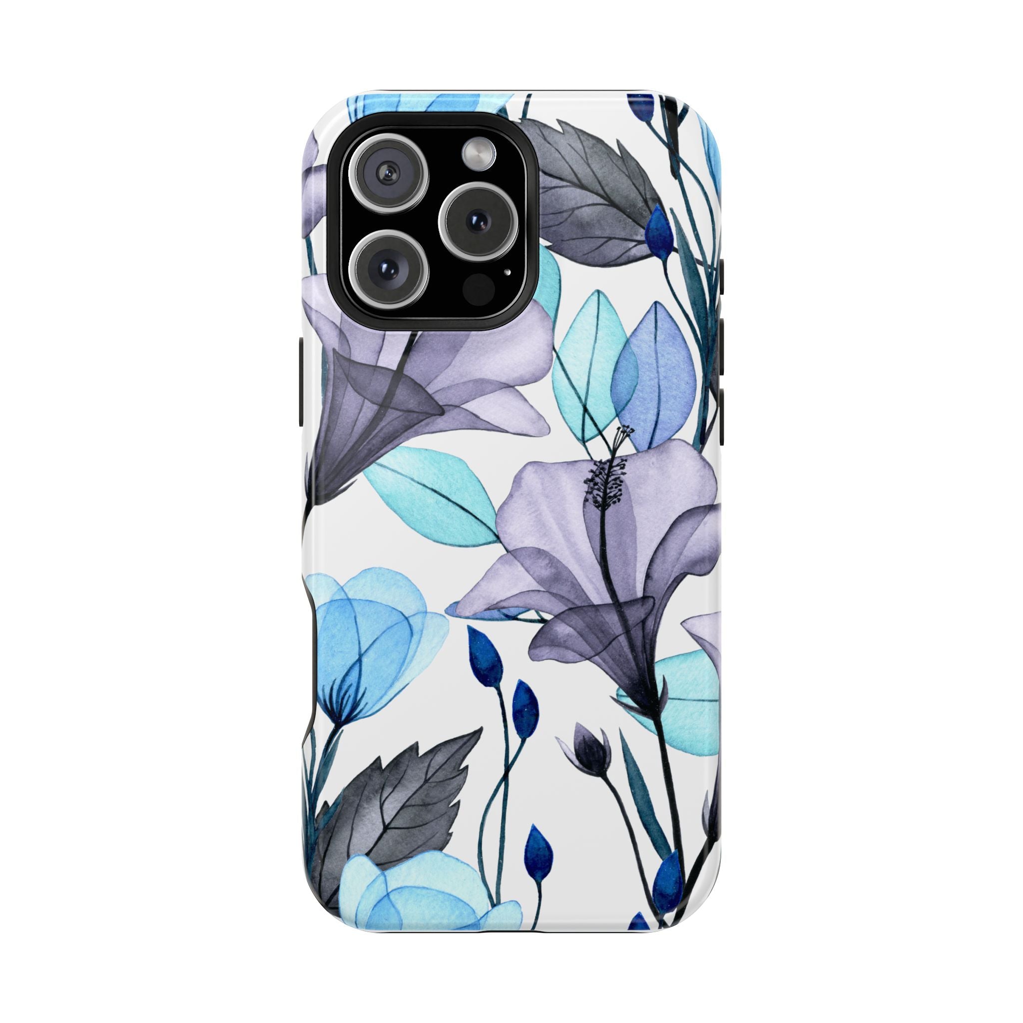 Customizable: Blue and Purple Floral Impact-Resistant Phone Case
