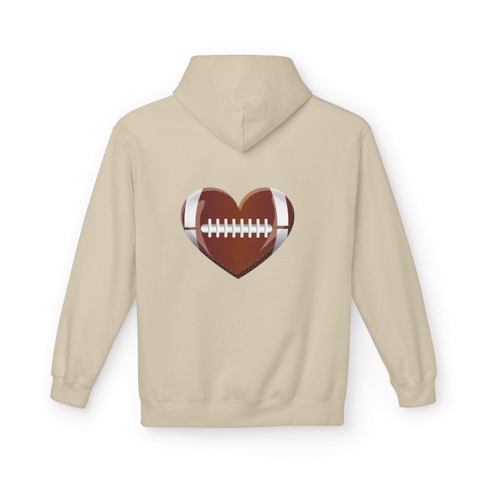 Football Heart Hoodie - Midweight Fleece Sweatshirt for Sports Fans, Gift for Holidays, Game Day Apparel, Cozy and Casual