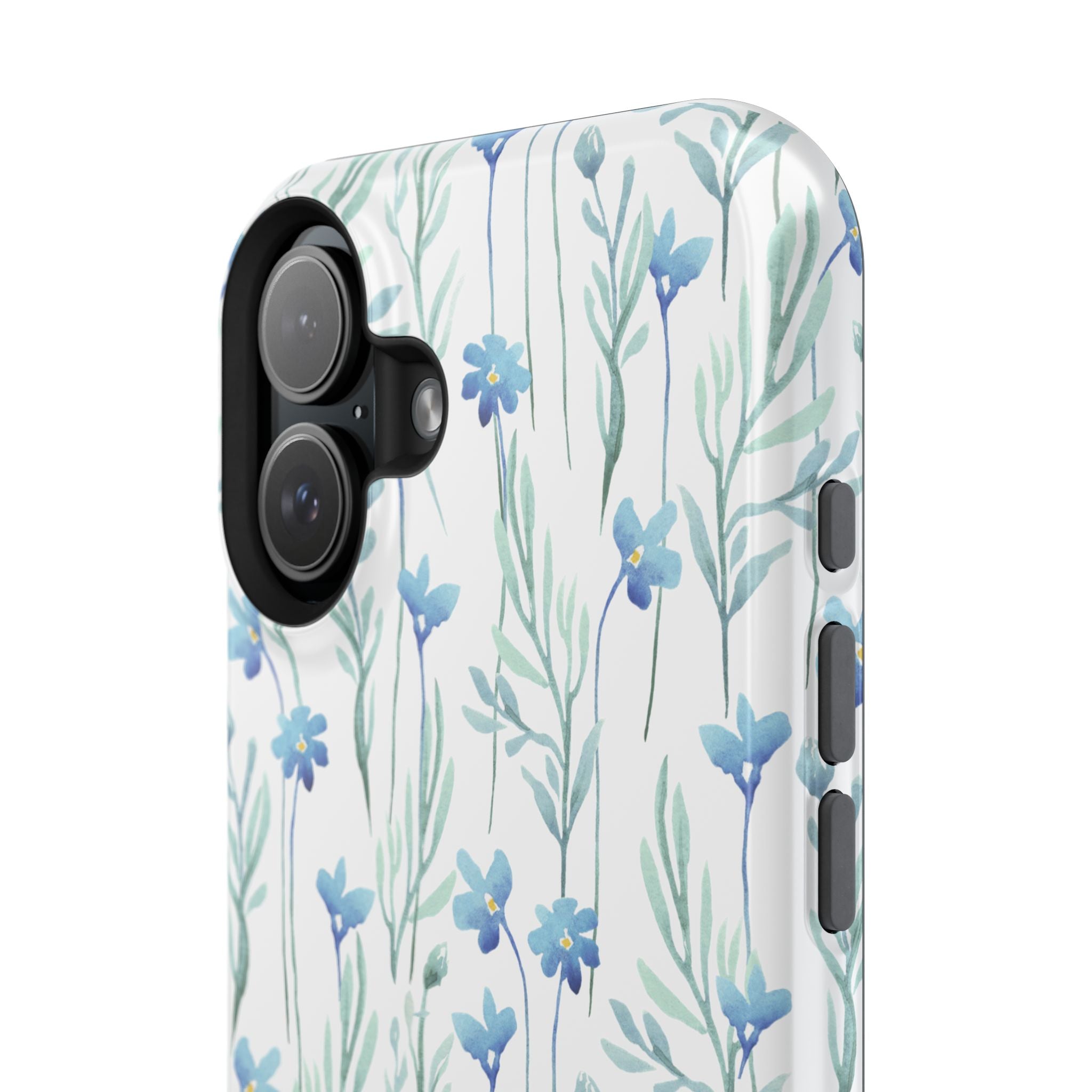 Customizable: Blue Floral Impact-Resistant Phone Case