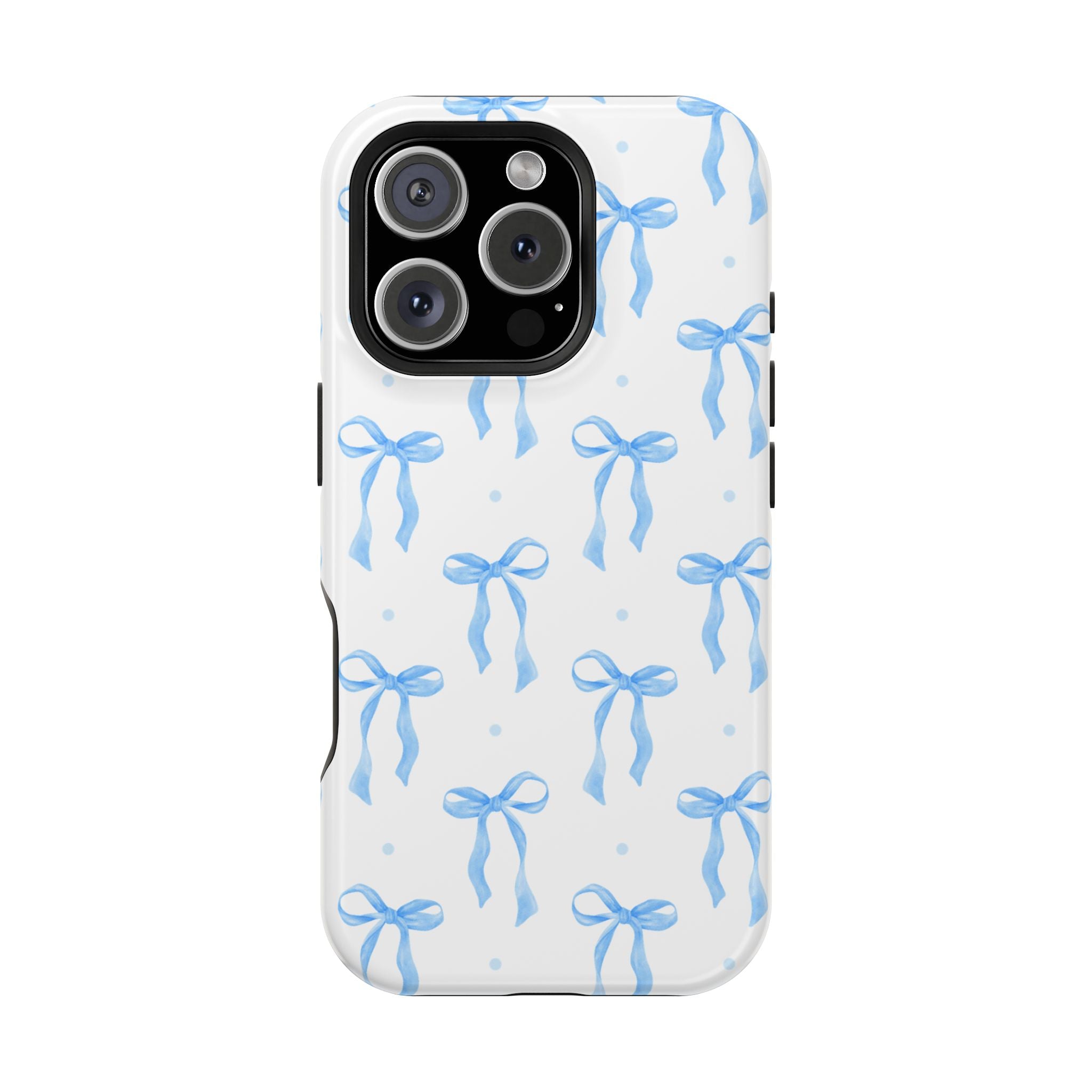 Customizable: Chic Blue Coquette Bow Impact-Resistant Phone Case