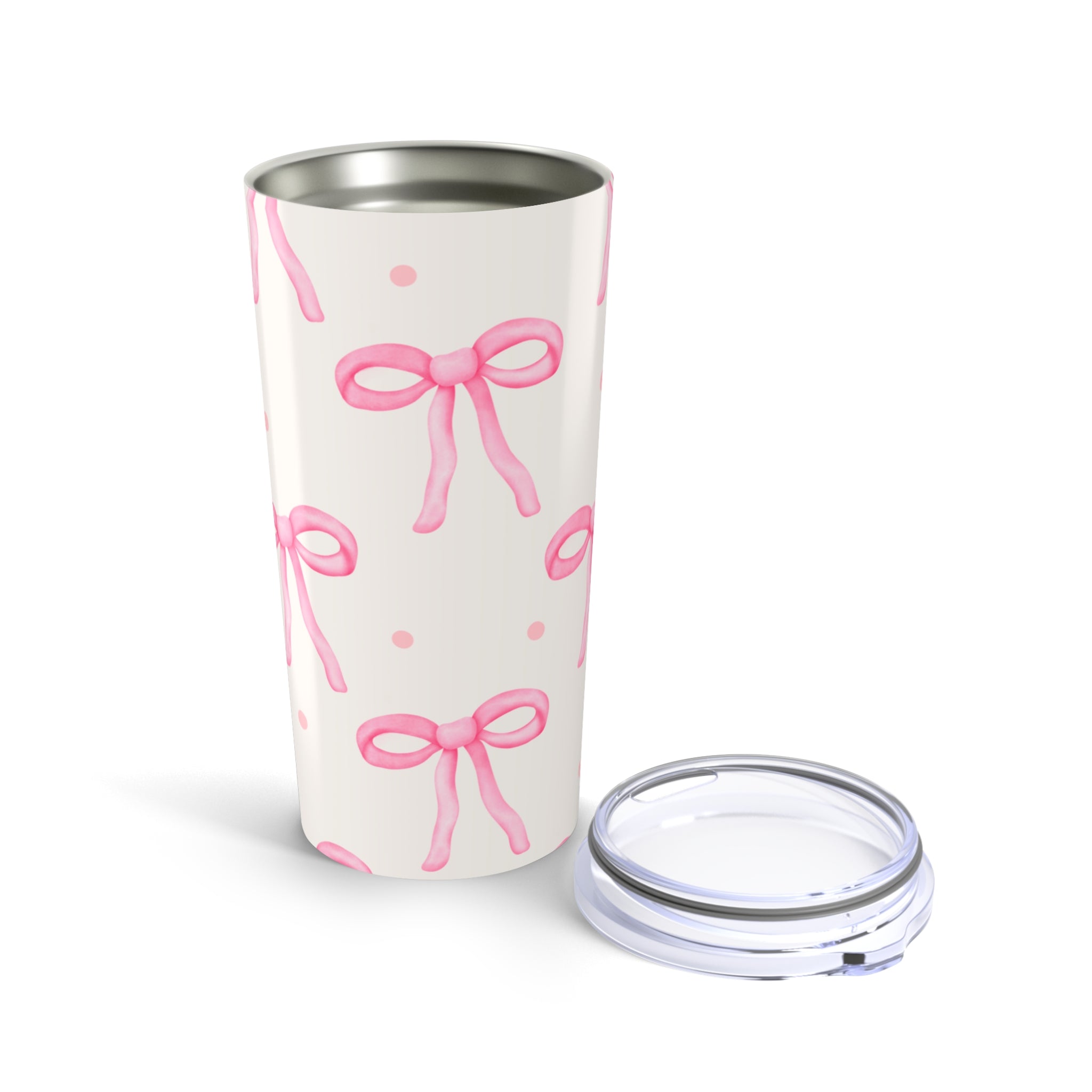 Customizable: Chic Bow Tumbler 20oz - Stylish Insulated Drinkware, Gift for Her, Birthday, Bridal Shower, Everyday Use, Pink Ribbon Design