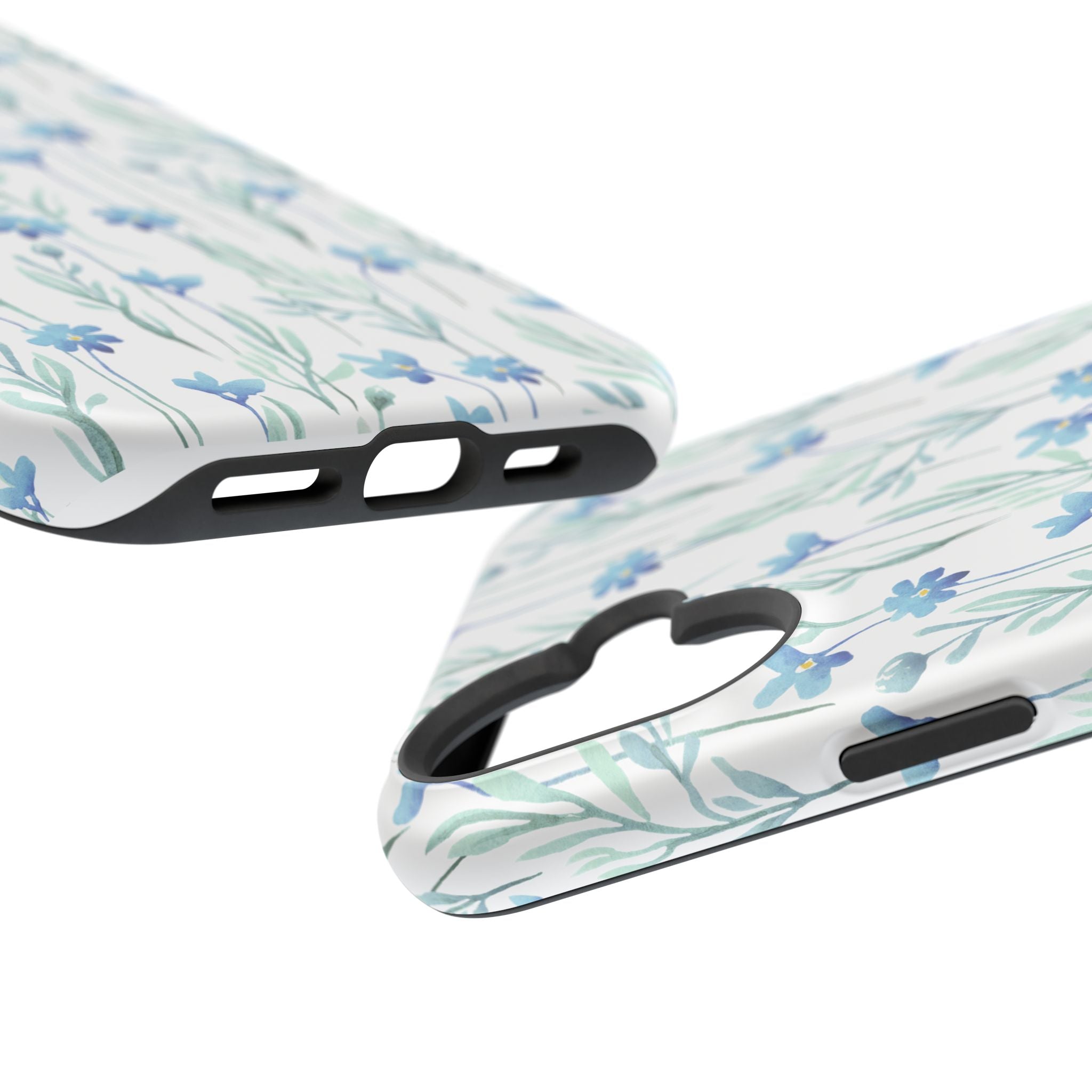 Customizable: Blue Floral Impact-Resistant Phone Case