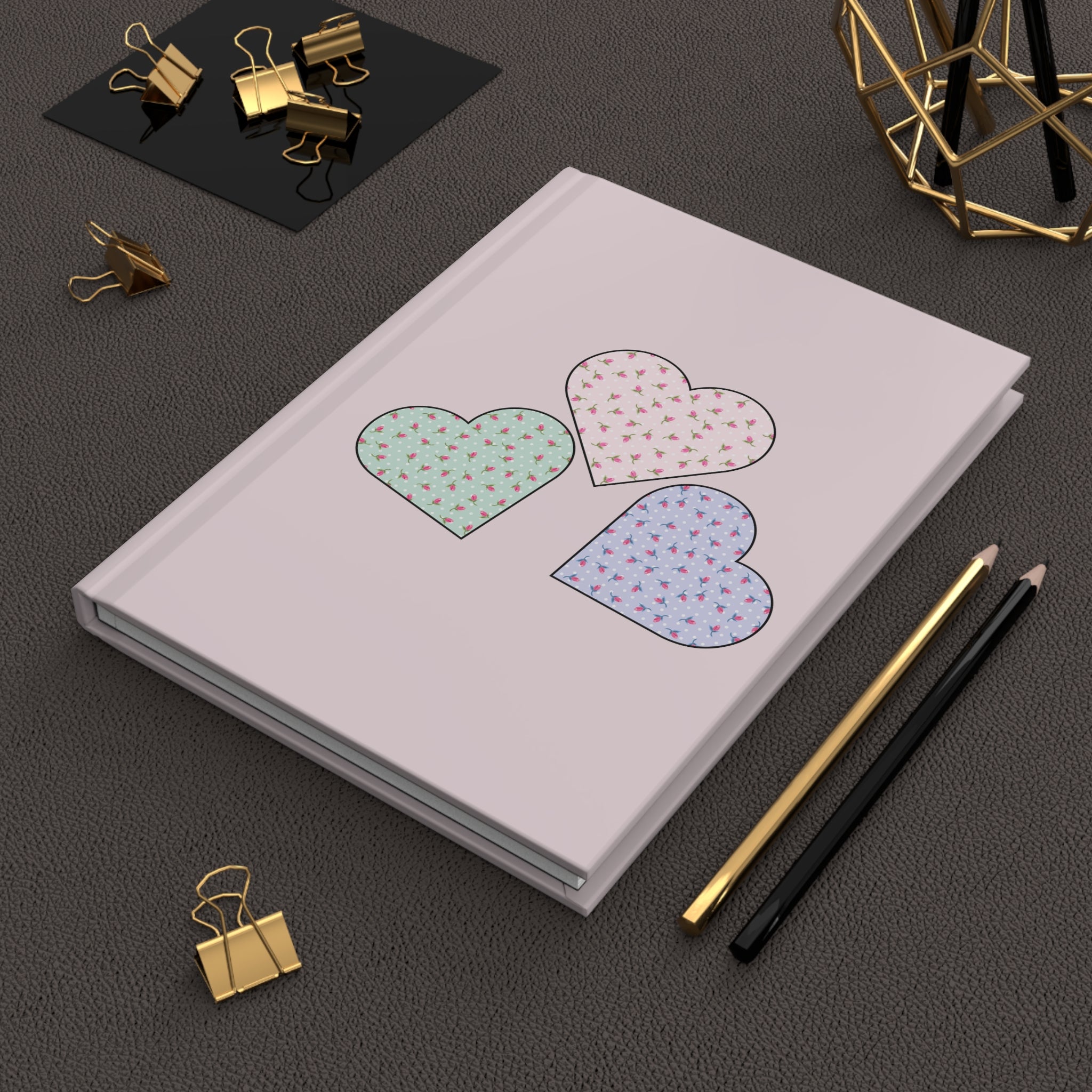 Customizable Charming Heart-Themed Hardcover Journal - Perfect for Stationery Lovers, Gift for Friends, Creative Writing, Journaling