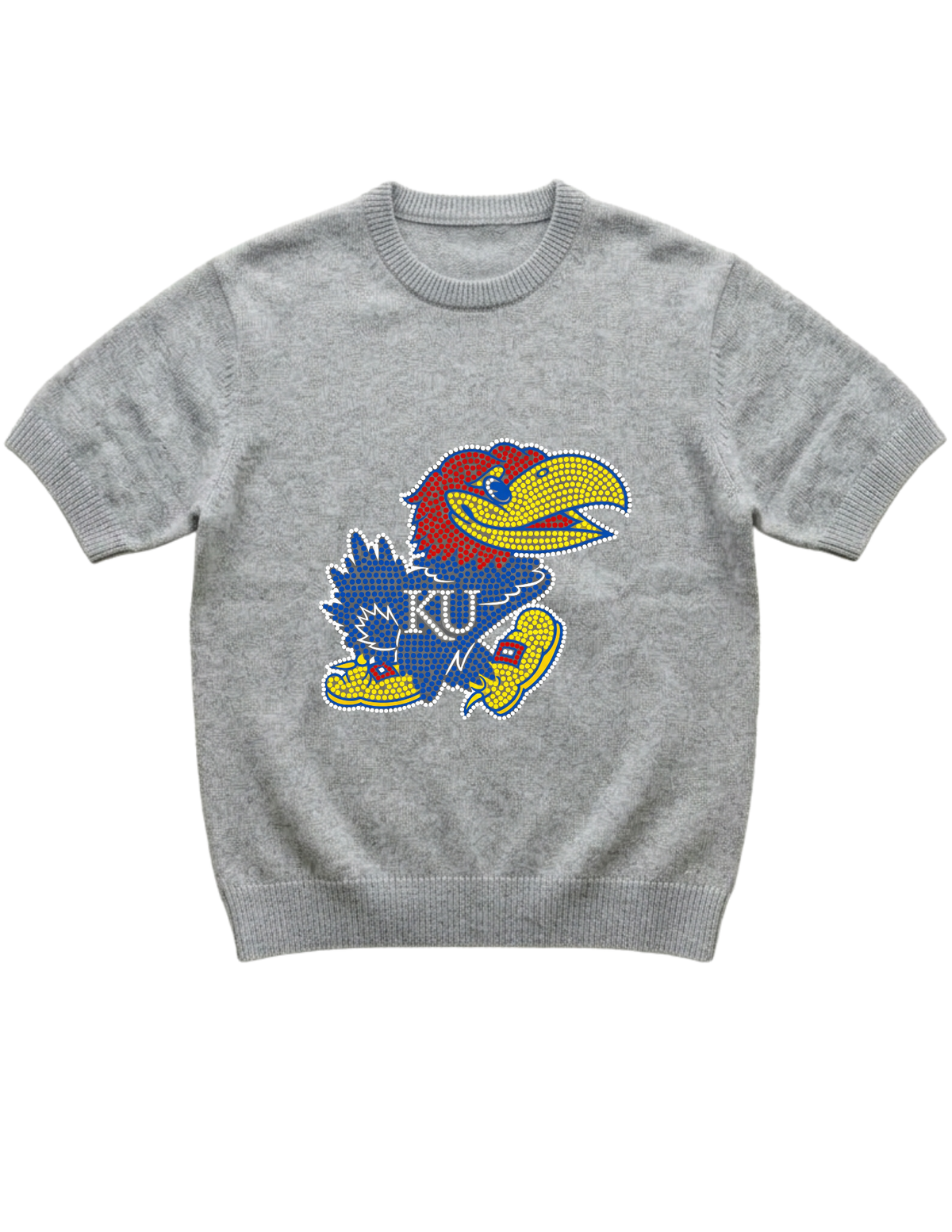 University of Kansas Jayhawks Gray Short Sleeve Sweater