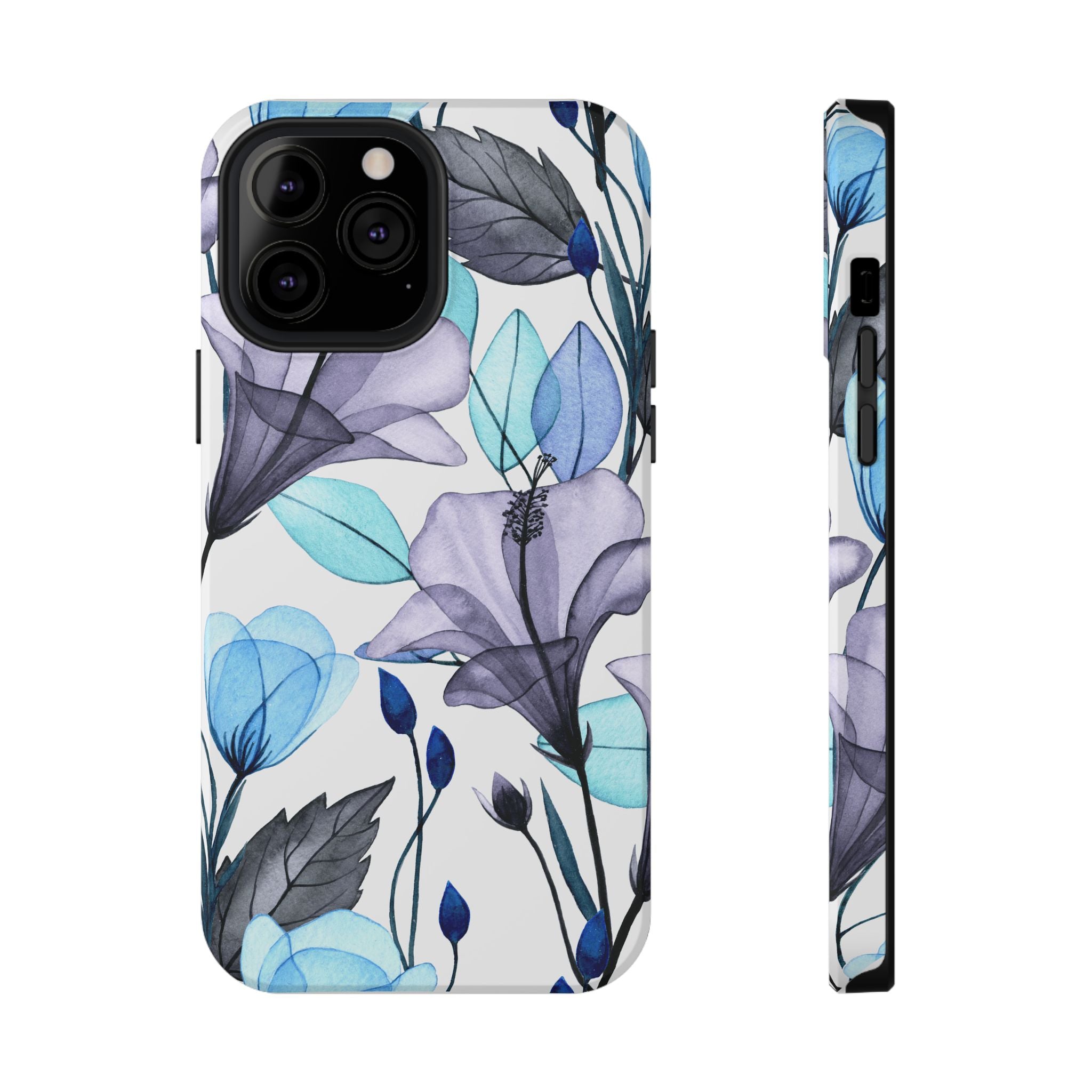 Customizable: Blue and Purple Floral Impact-Resistant Phone Case