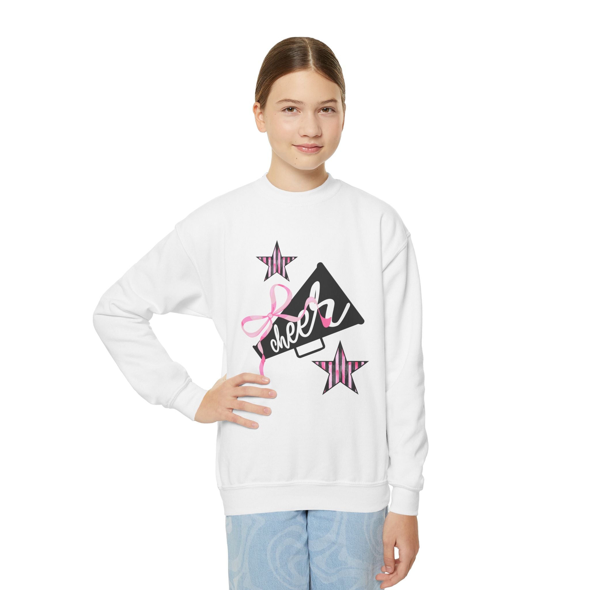 Customizable Cheer Youth Crewneck Sweatshirt for Girls, Personalized Cheerleading Jumper, Kids Cheer Team Top, Cheerleader Gift, Cheer Squad