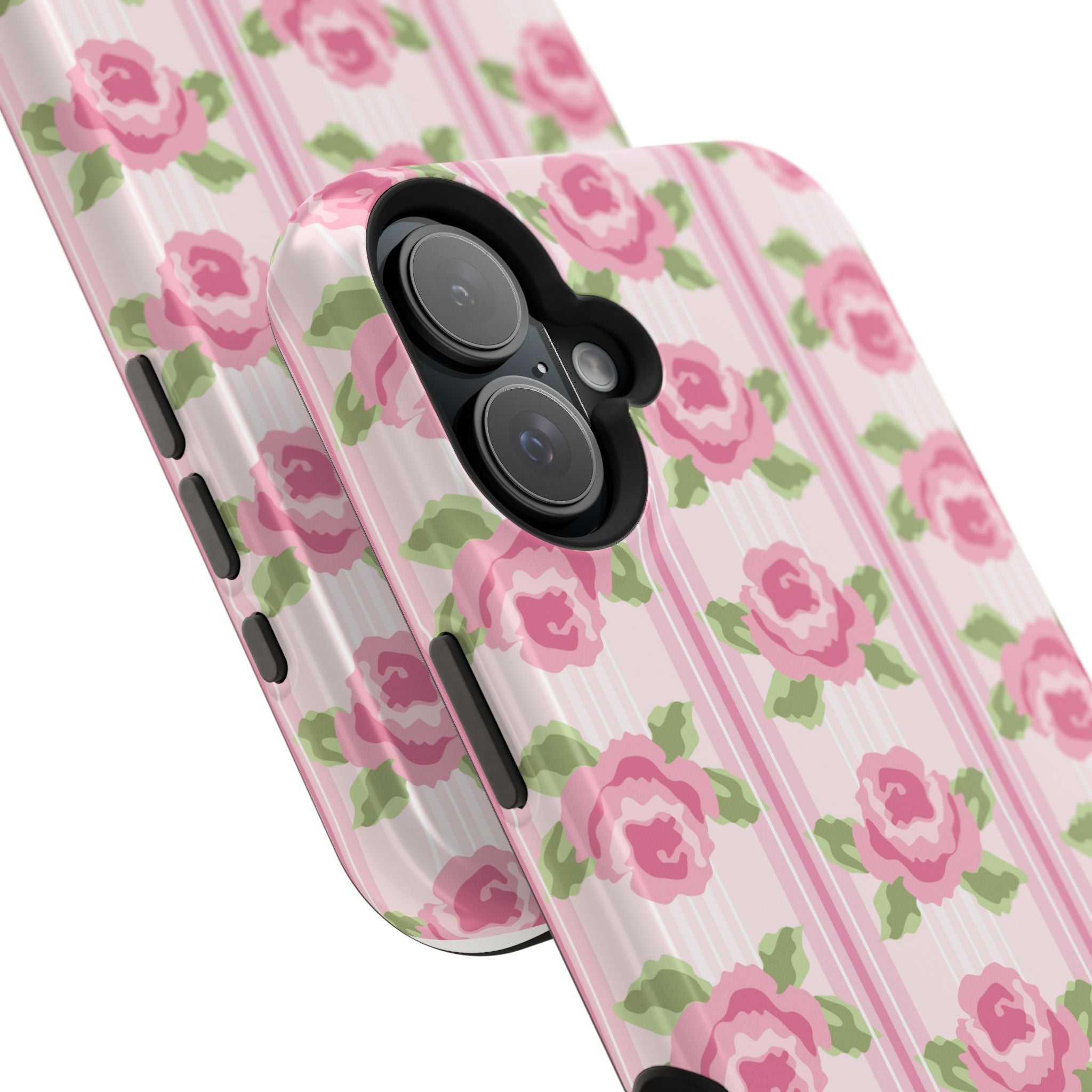 Customizable: Floral Impact-Resistant Phone Case, Pink Rose Pattern