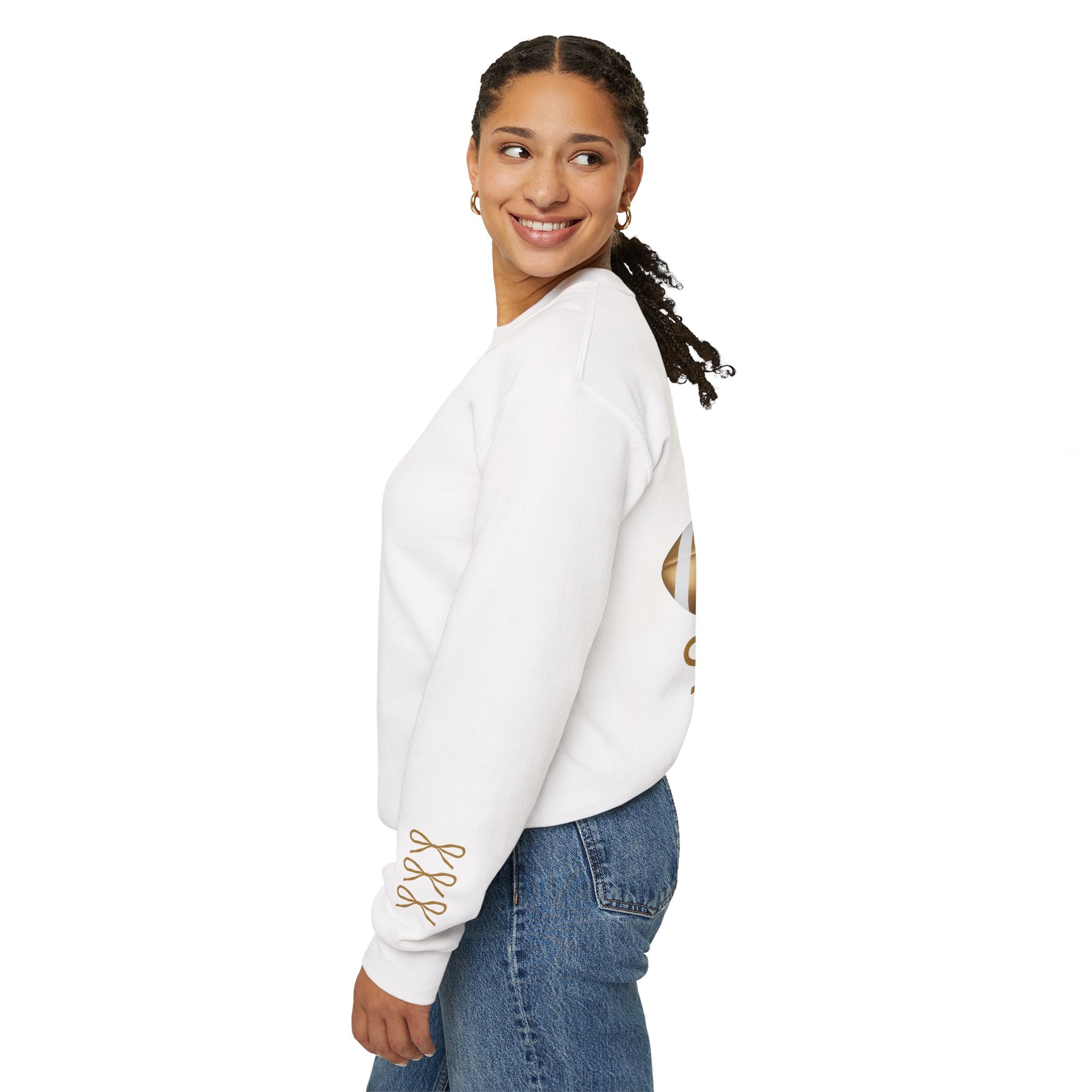 Customizable Gold Football & Bows Sweatshirt