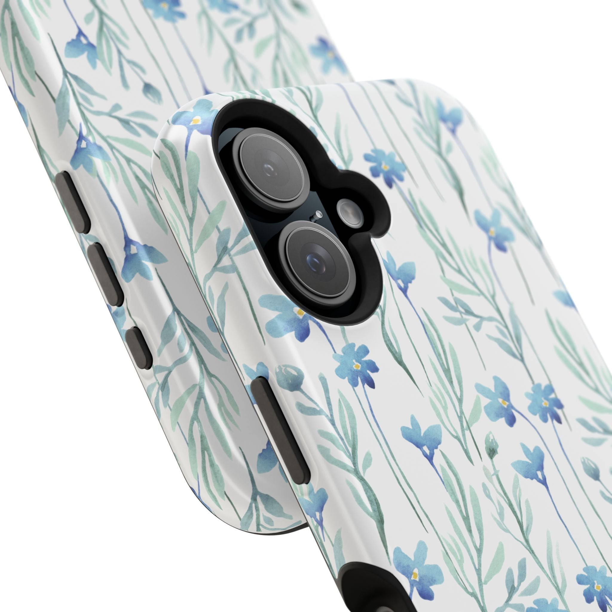 Customizable: Blue Floral Impact-Resistant Phone Case