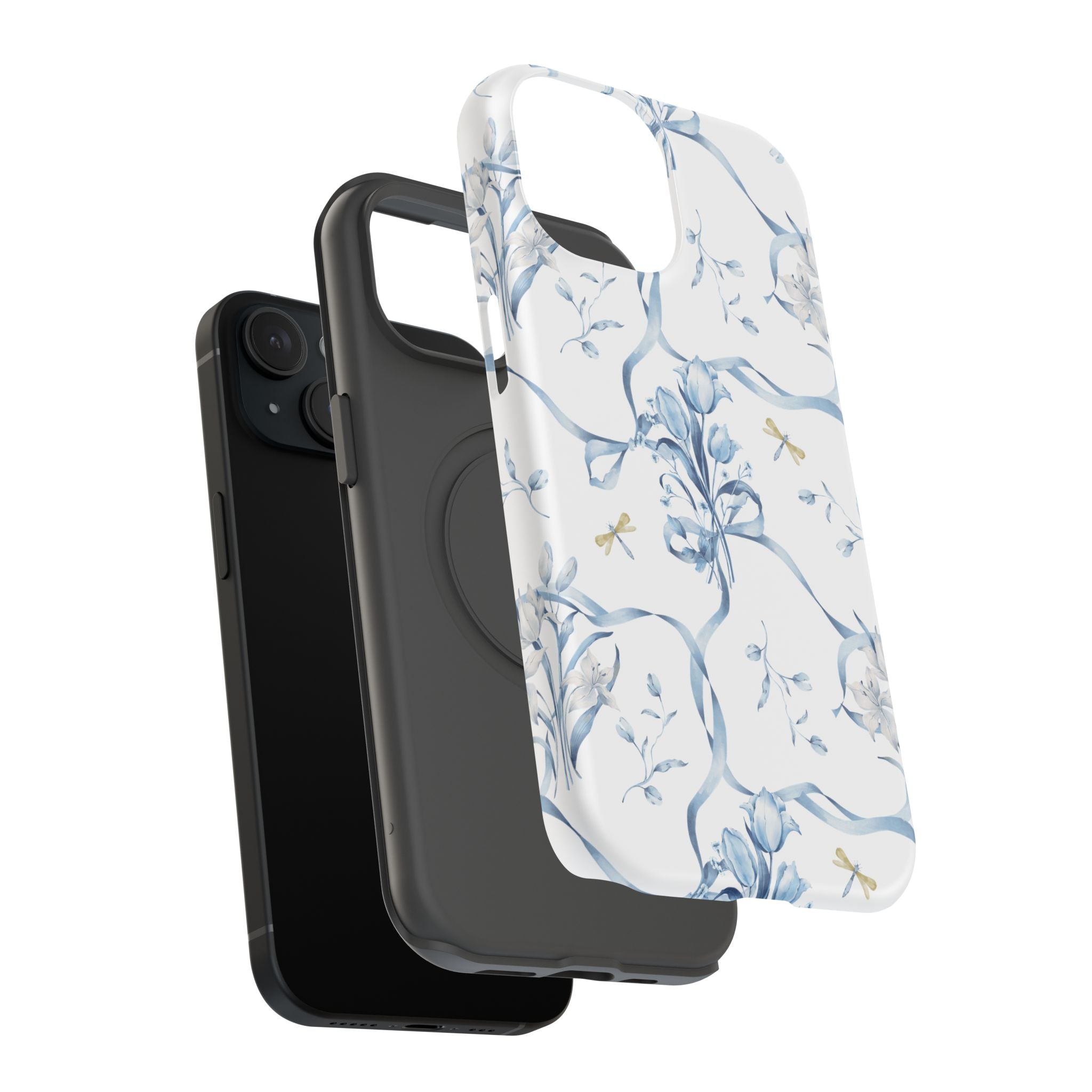 Customizable: Blue Floral-Inspired Phone Case