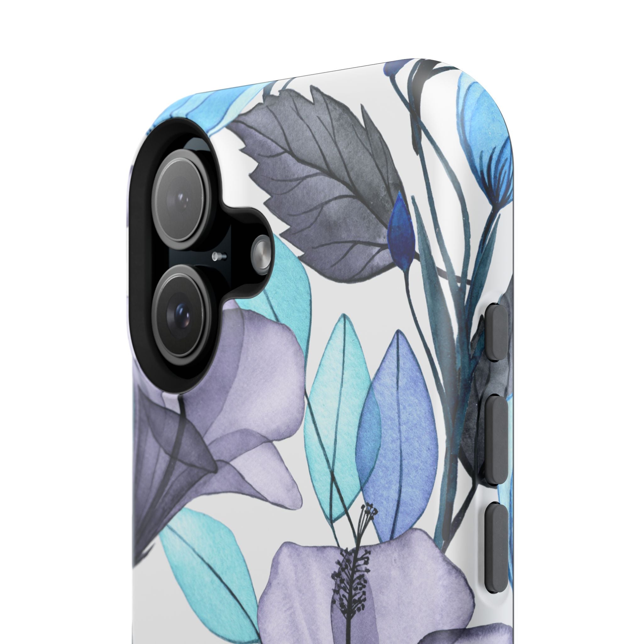 Customizable: Blue and Purple Floral Impact-Resistant Phone Case