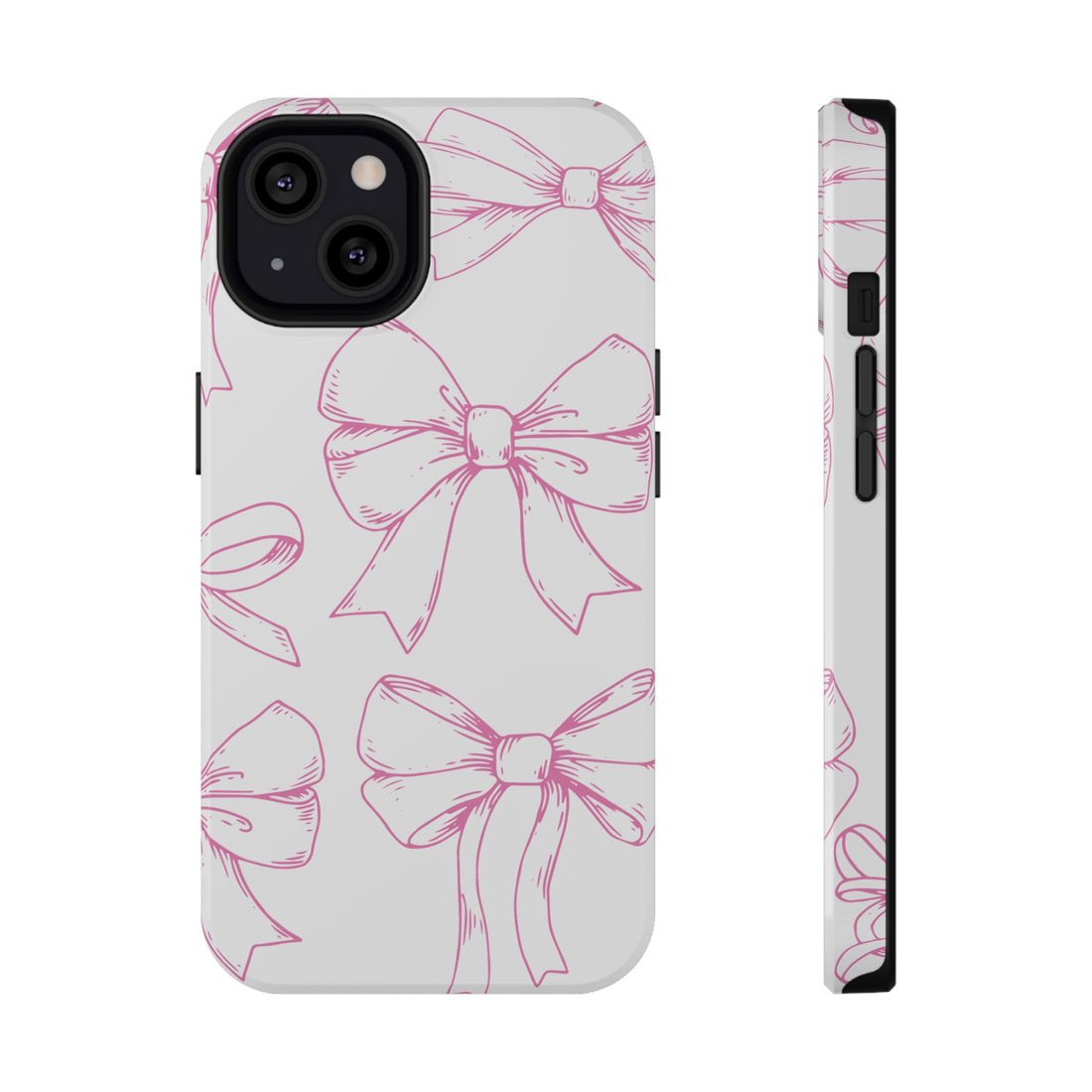 Phone case with pink bows on a white background