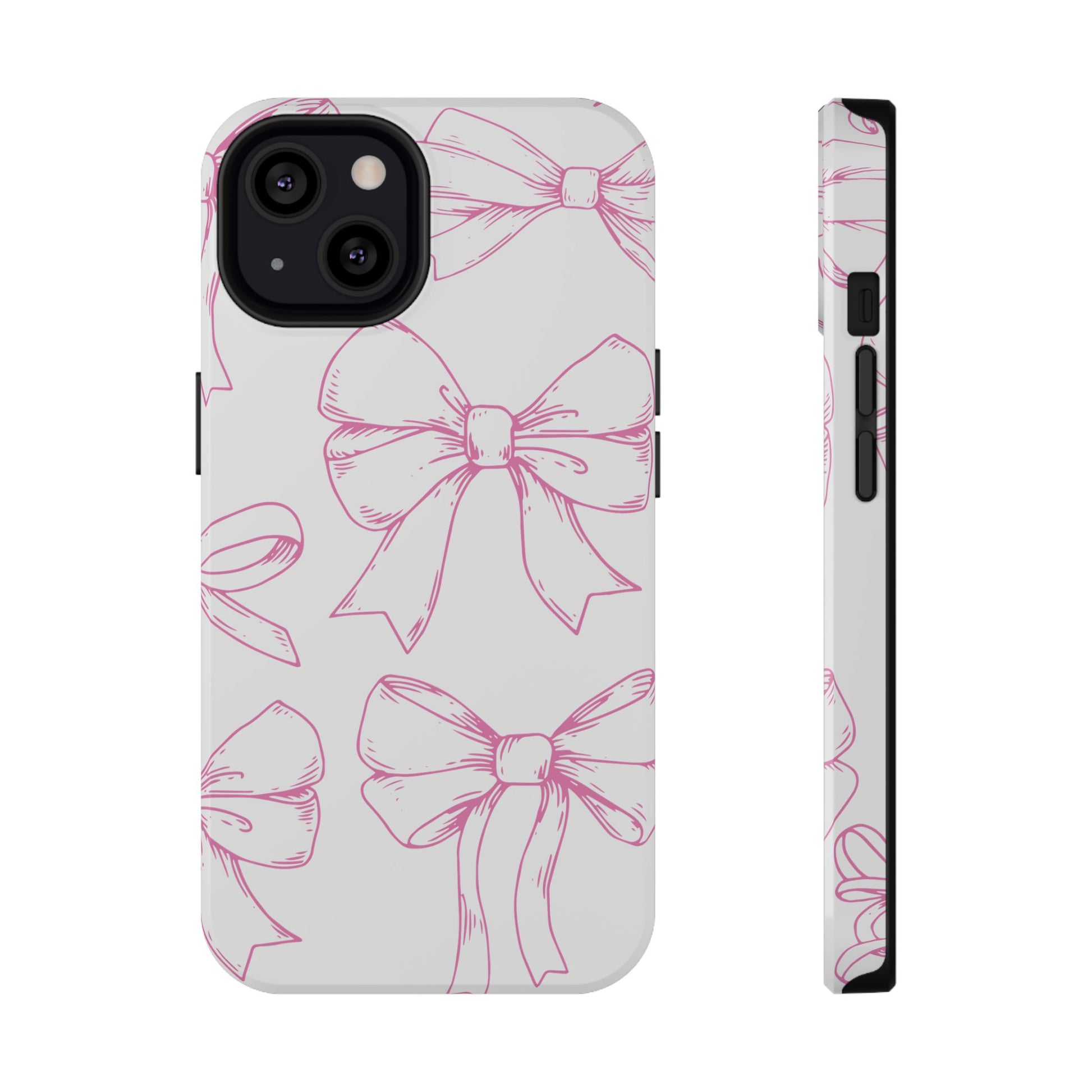 Phone case with pink bows on a white background