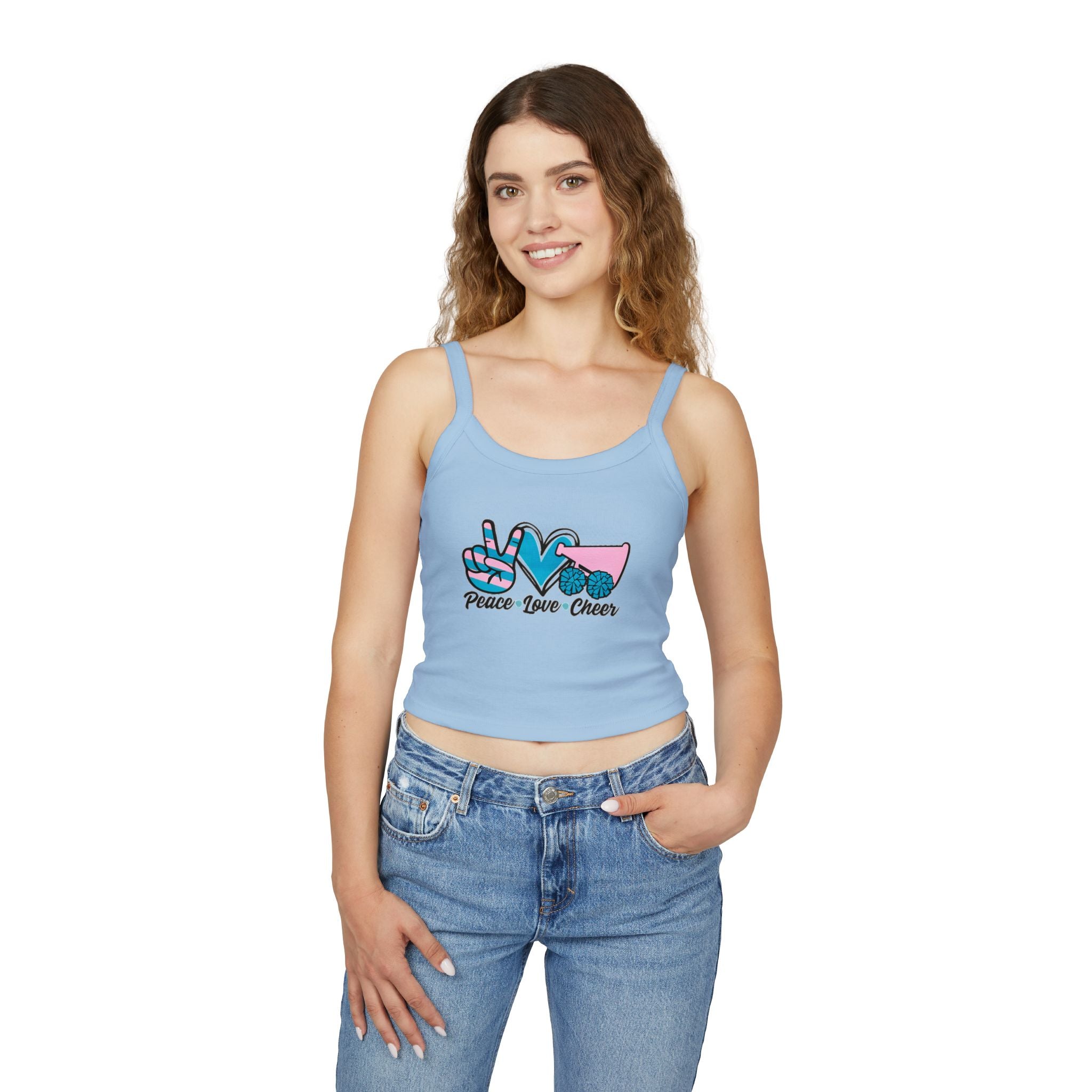 Customizable Women's Peace Love Cheer Tank, Cheerleading Apparel, Cute Gift for Cheerleaders