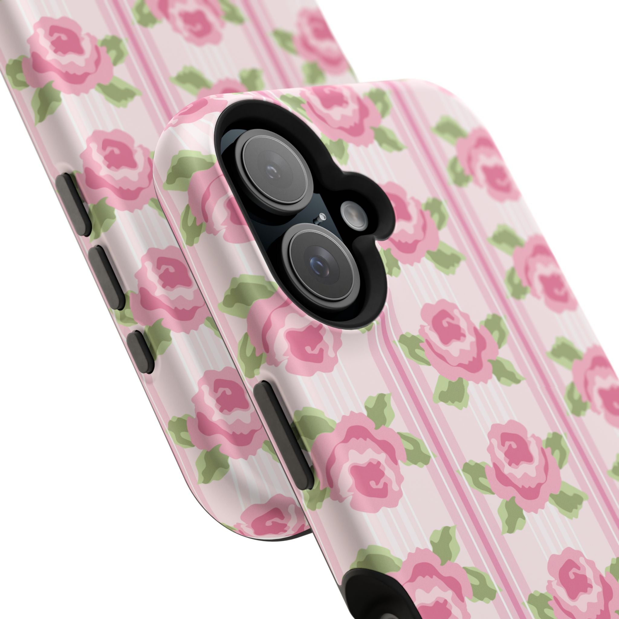 Customizable: Floral Impact-Resistant Phone Case, Pink Rose Pattern