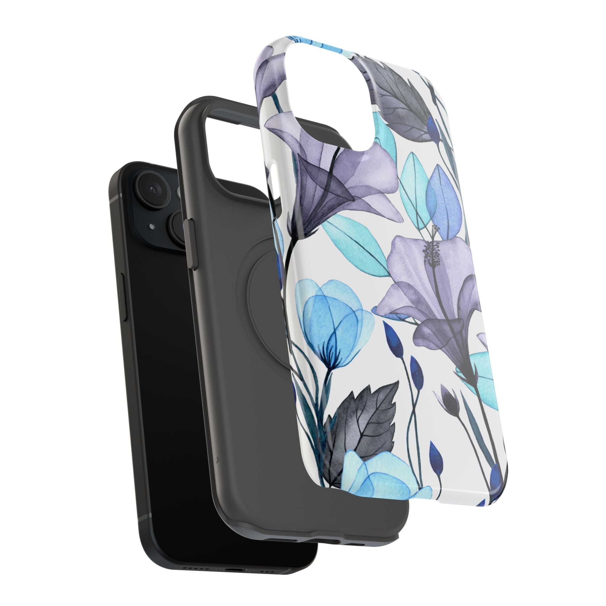 Customizable: Blue and Purple Floral Impact-Resistant Phone Case