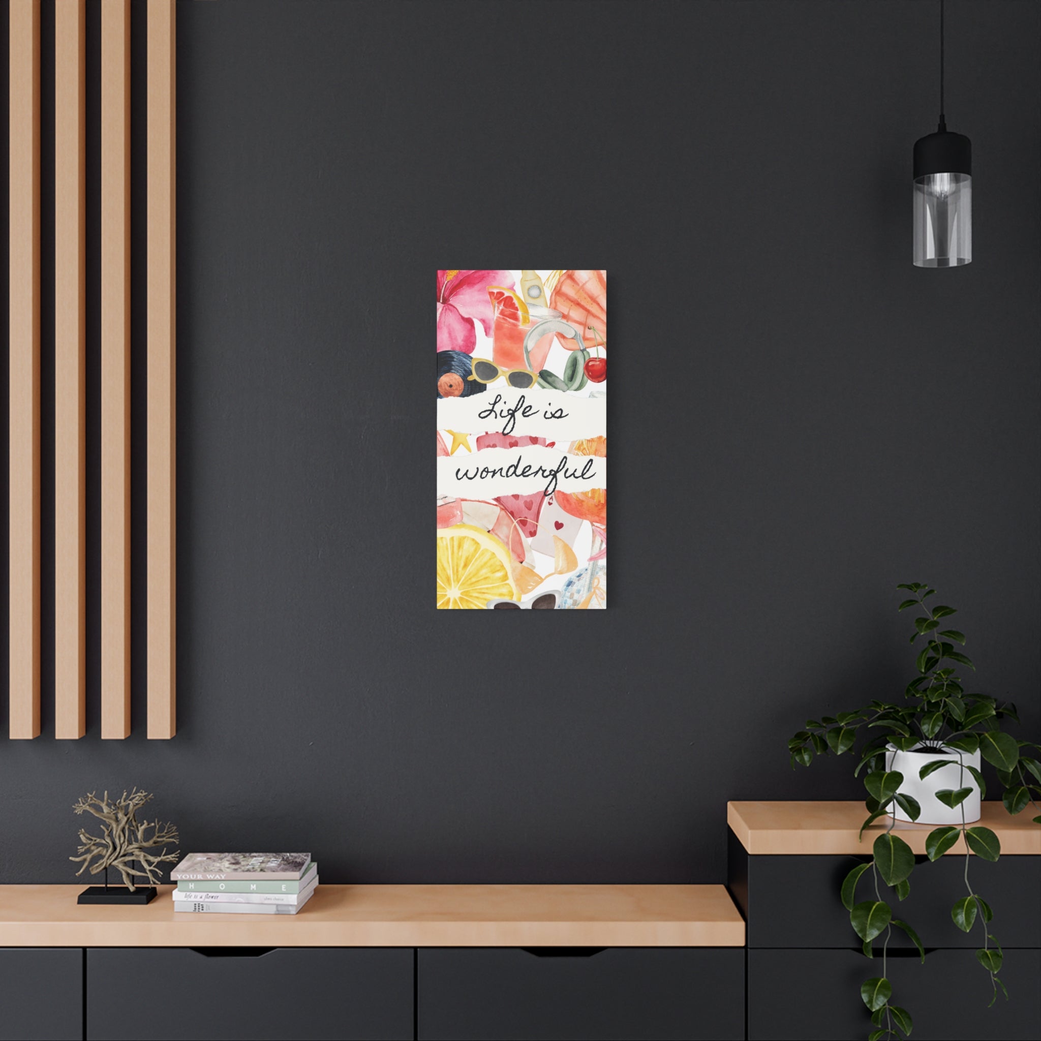 Life is Wonderful Canvas Wall Art, Colorful Decor, Inspirational Gift, Home Display, Summery Wall Art, Motivational Print