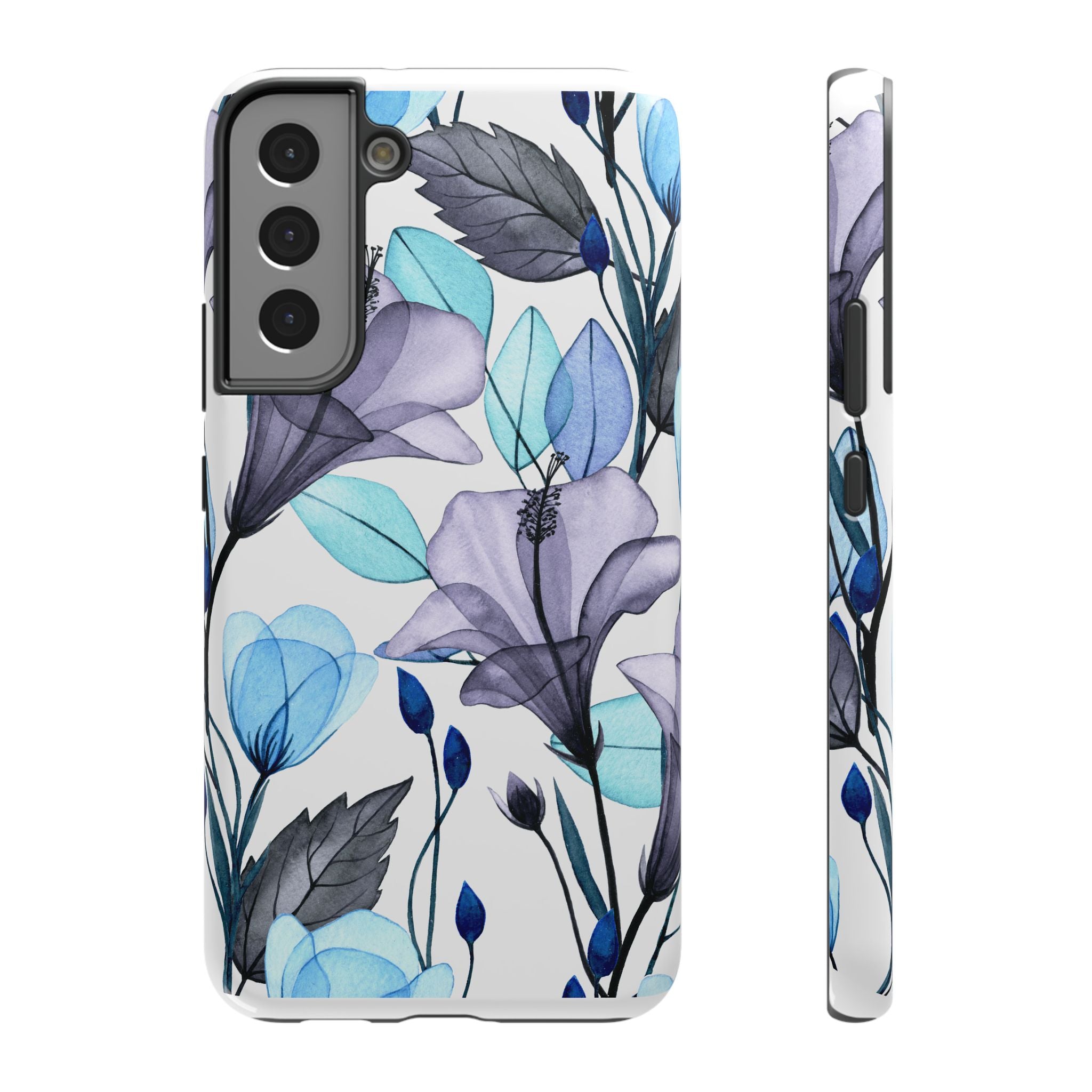 Customizable: Blue and Purple Floral Impact-Resistant Phone Case