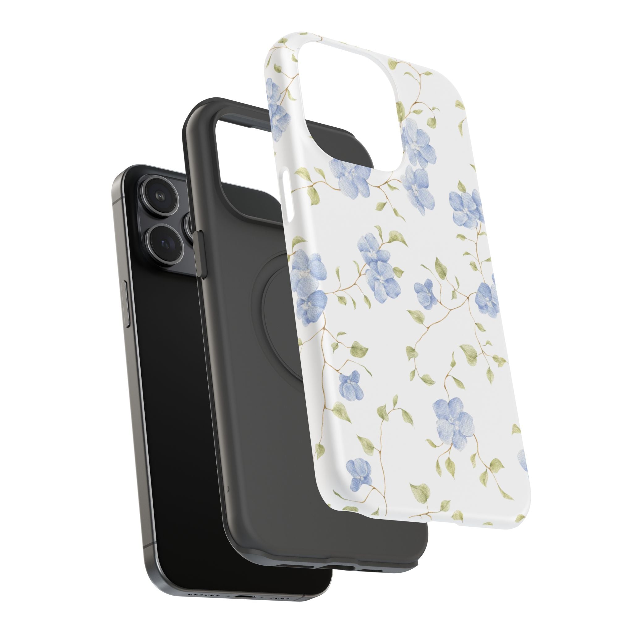 Customizable: Blue Floral Impact-Resistant Phone Case
