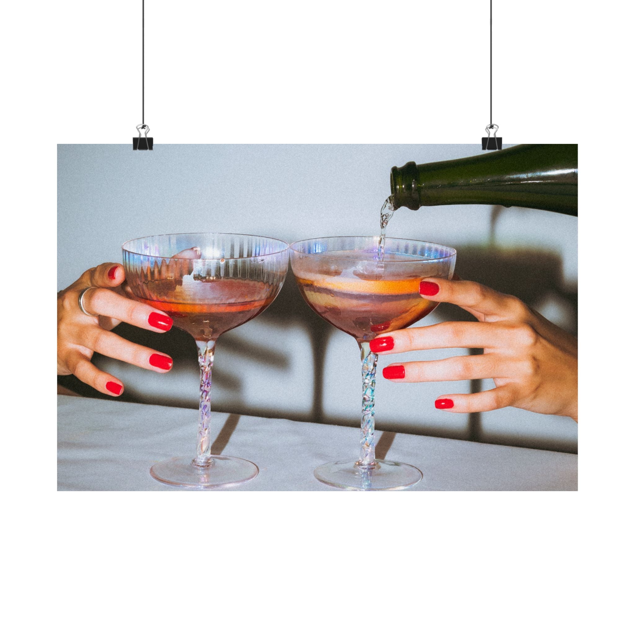 Chic Cocktail Wall Art, Matte Horizontal Posters, Celebratory Decor, Home Bar Art, Stylish Gifts for Friends, Modern Decor