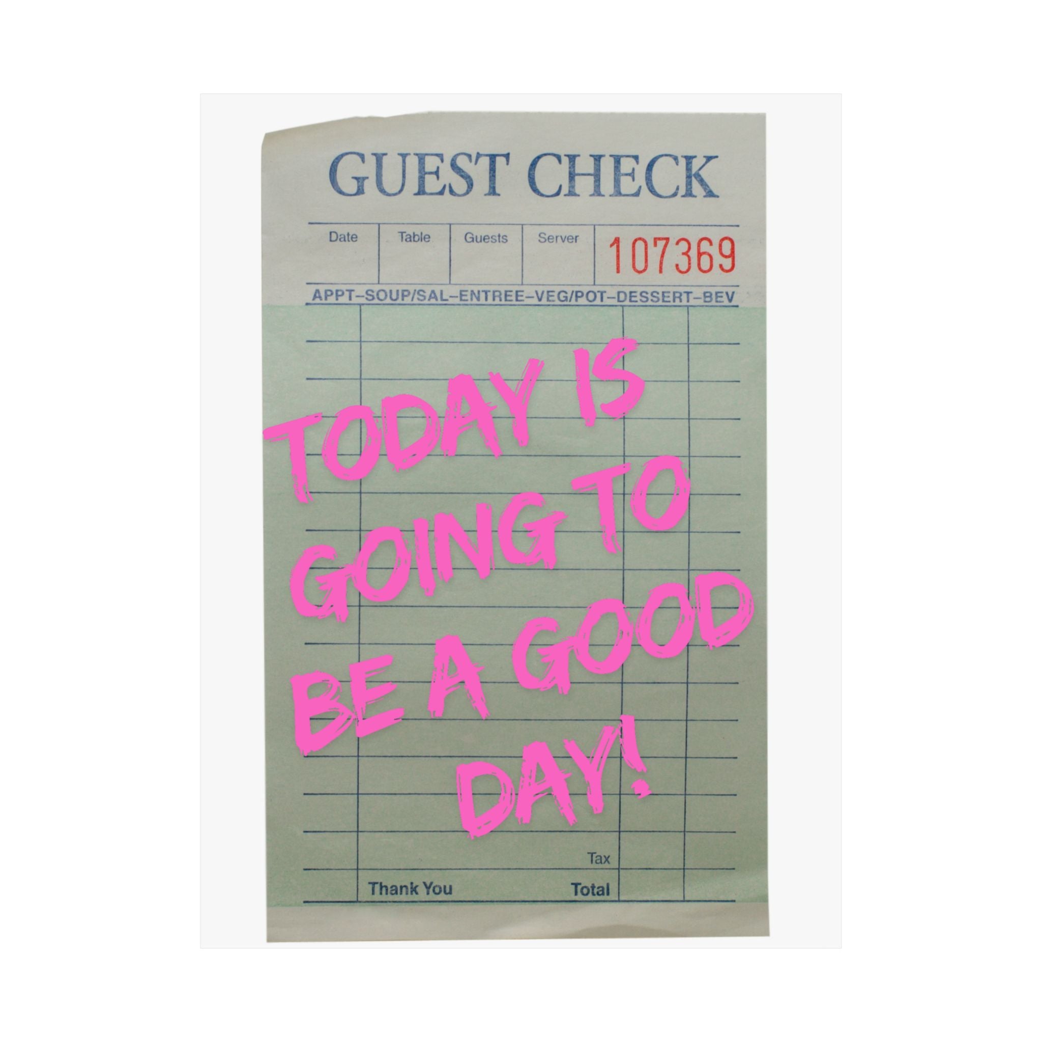 Guest Check Wall Art Poster, College Dorm Decor, Trendy Wall Art, Gift for Friends