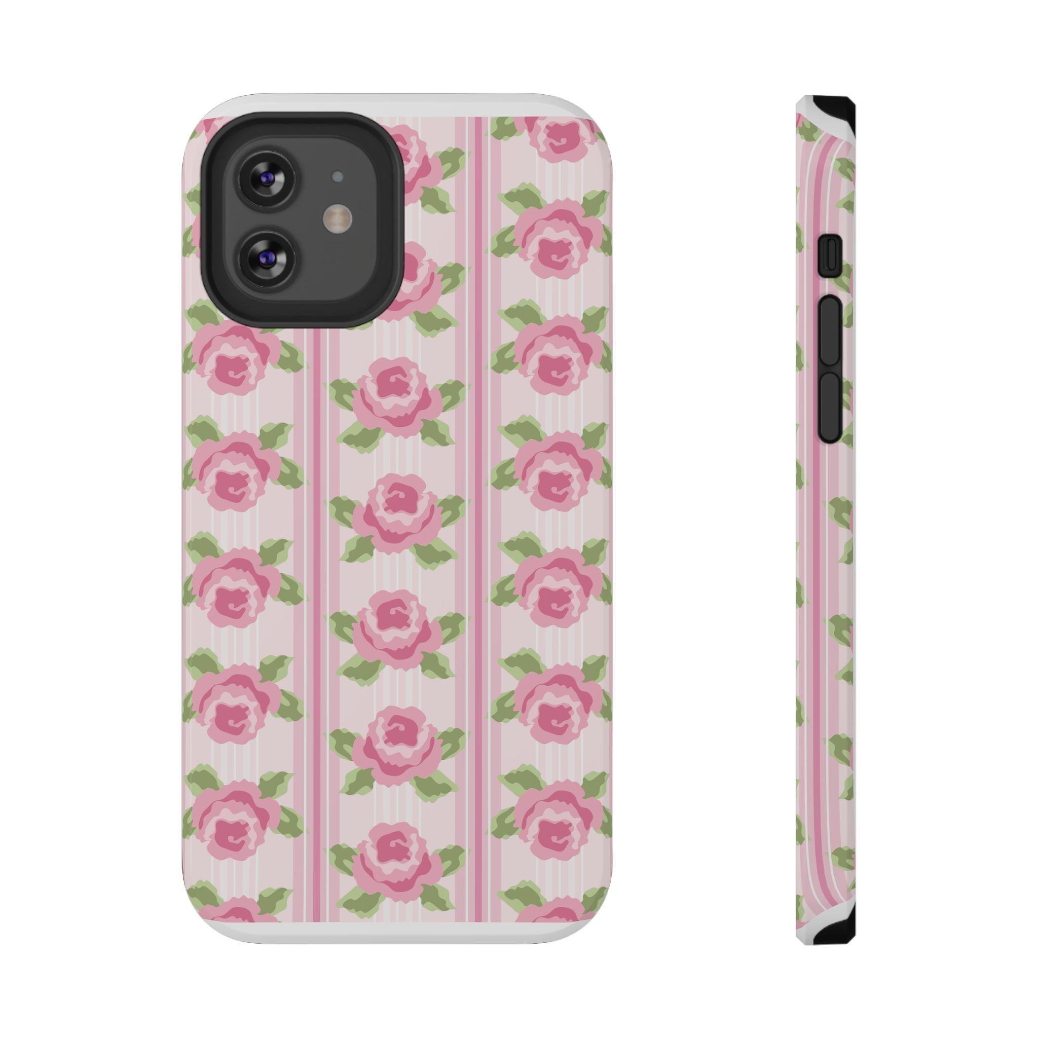 Customizable: Floral Impact-Resistant Phone Case, Pink Rose Pattern