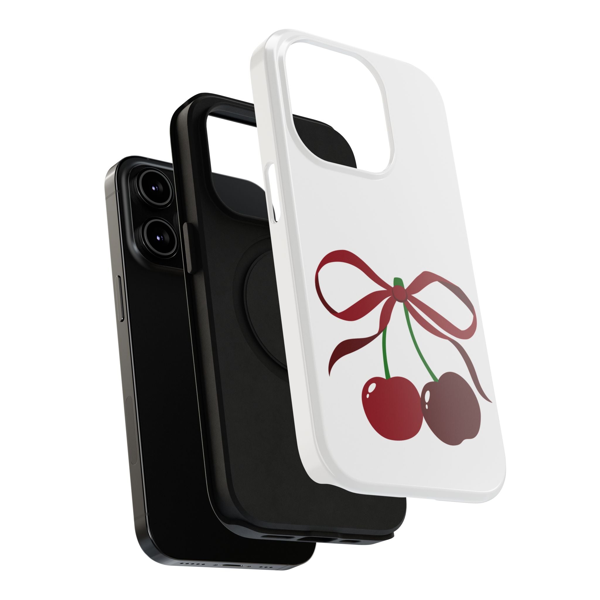 Customizable: Cherry Bow Impact-Resistant Case for Smartphones | Cute Phone Cover | Gift for Her | Cherry Lover's Accessory | Durable Phone Case
