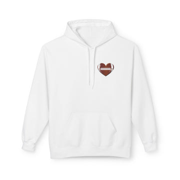 Football Heart Hoodie - Midweight Fleece Sweatshirt for Sports Fans, Gift for Holidays, Game Day Apparel, Cozy and Casual