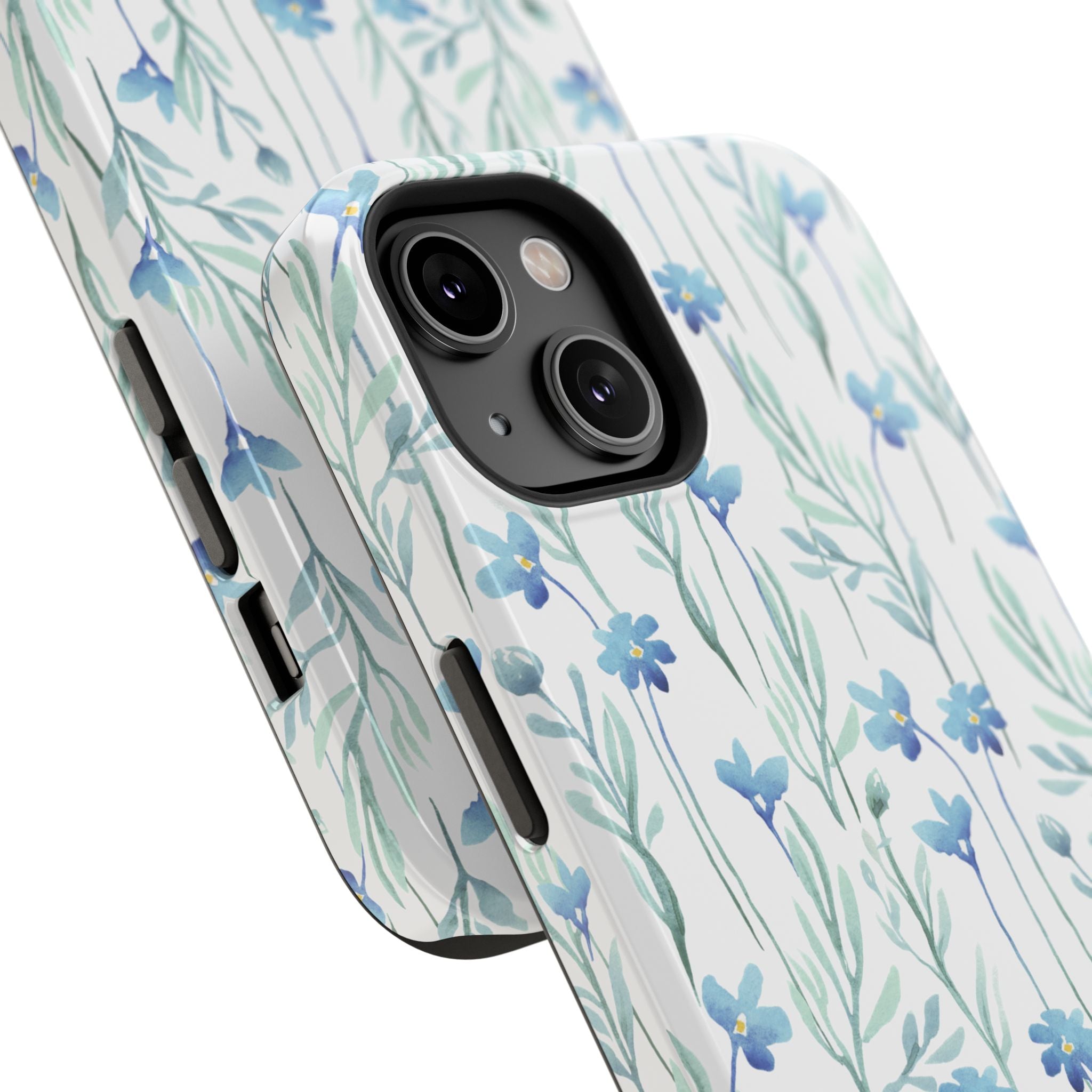 Customizable: Blue Floral Impact-Resistant Phone Case