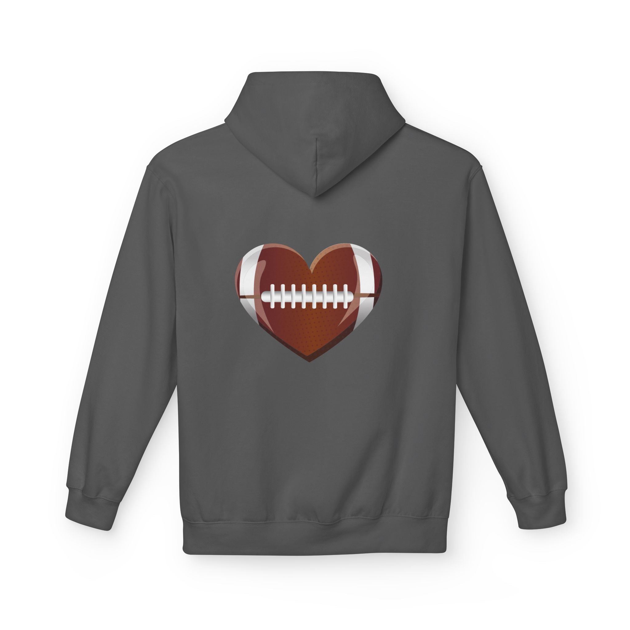 Football Heart Hoodie - Midweight Fleece Sweatshirt for Sports Fans, Gift for Holidays, Game Day Apparel, Cozy and Casual