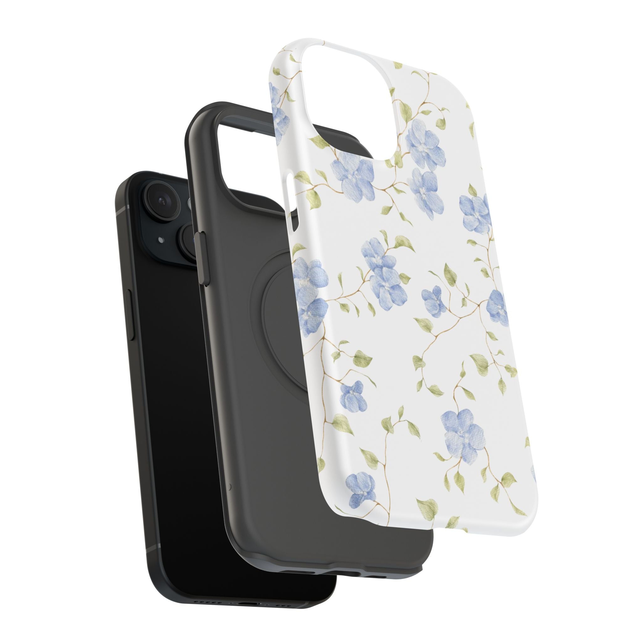 Customizable: Blue Floral Impact-Resistant Phone Case