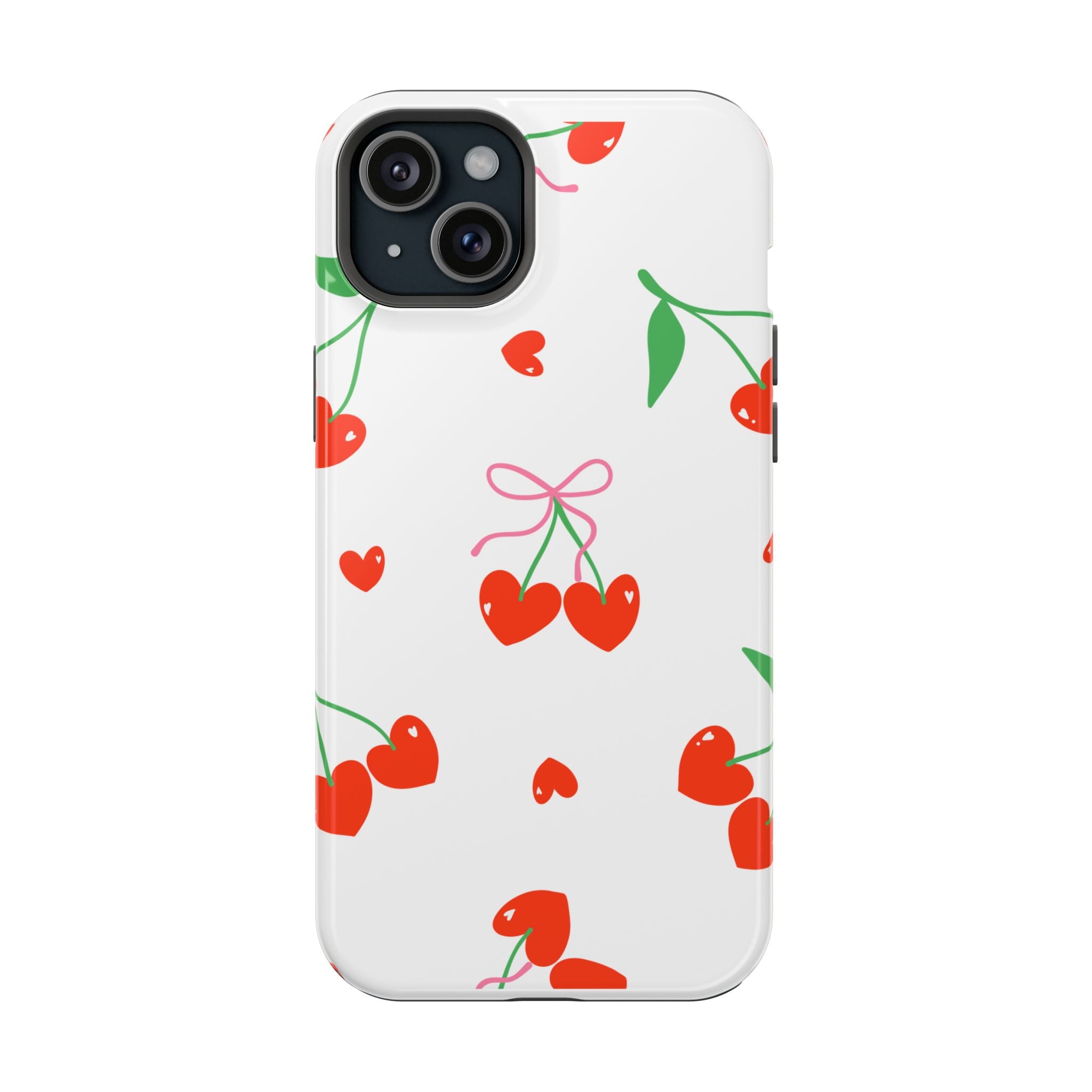 Customizable: Cherry Heart Impact-Resistant Phone Case
