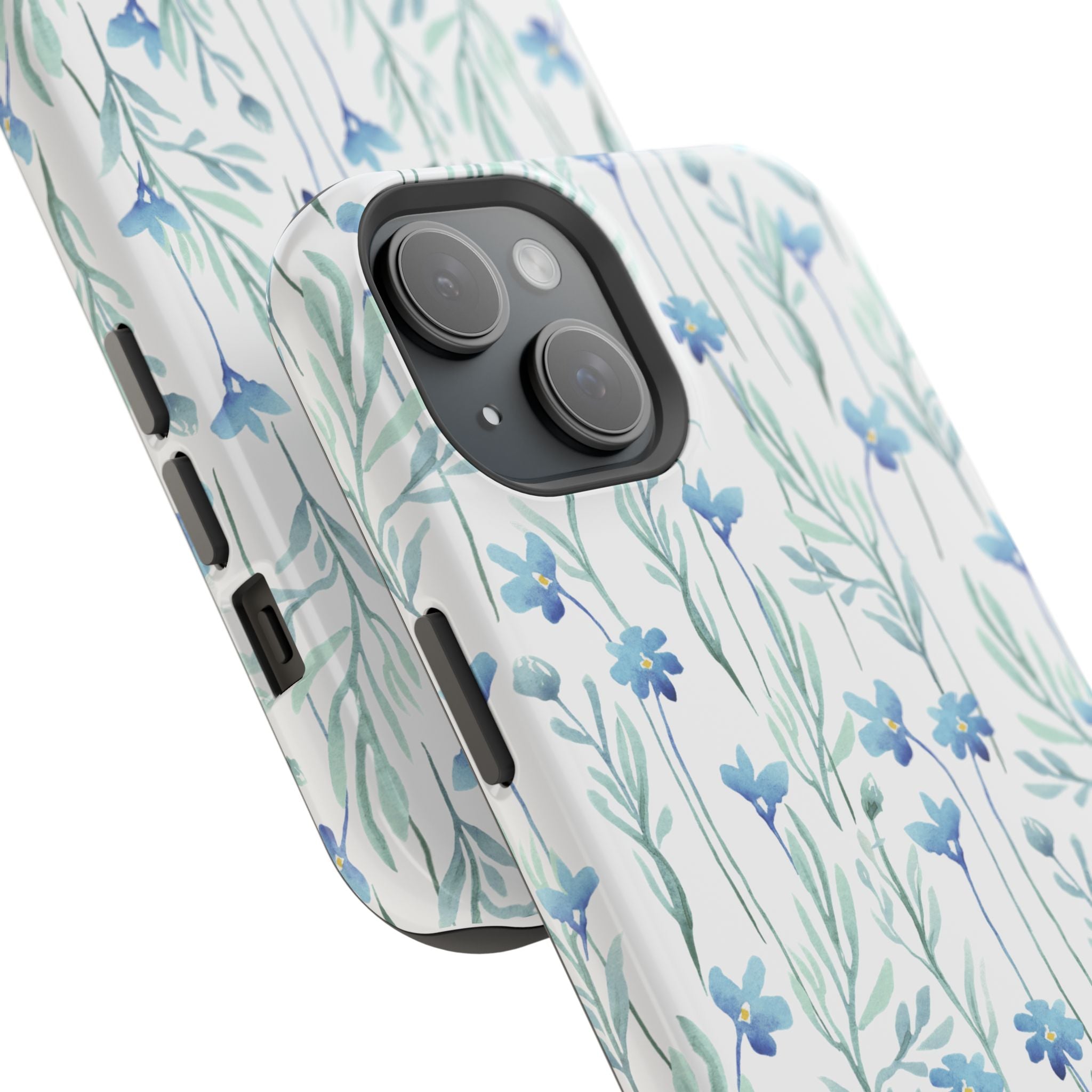 Customizable: Blue Floral Impact-Resistant Phone Case