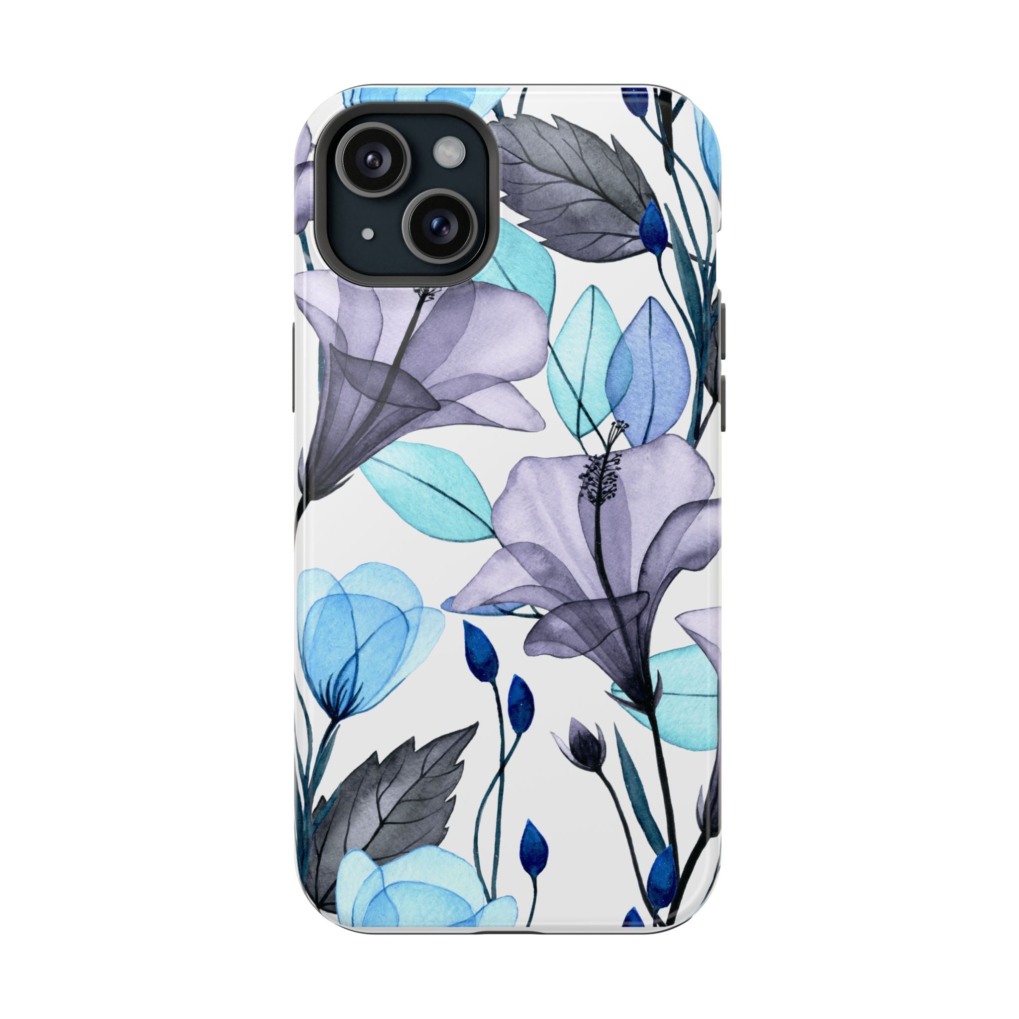 Customizable: Blue and Purple Floral Impact-Resistant Phone Case