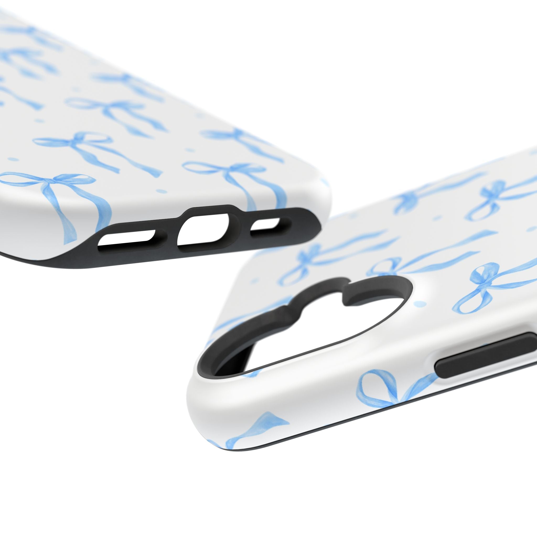 Customizable: Chic Blue Coquette Bow Impact-Resistant Phone Case