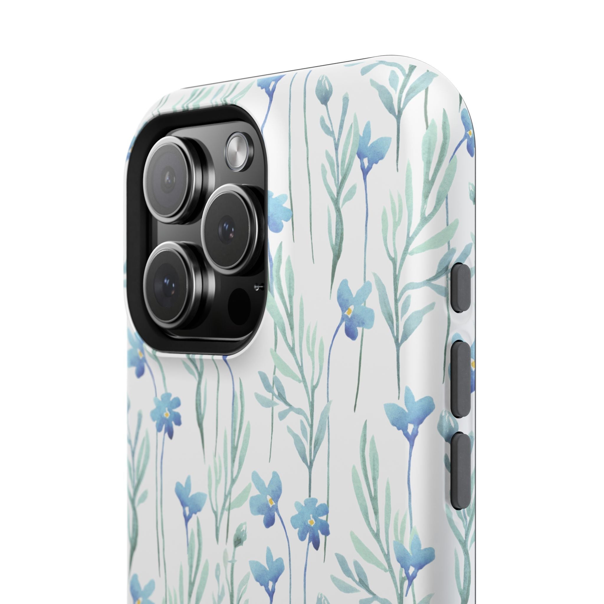 Customizable: Blue Floral Impact-Resistant Phone Case