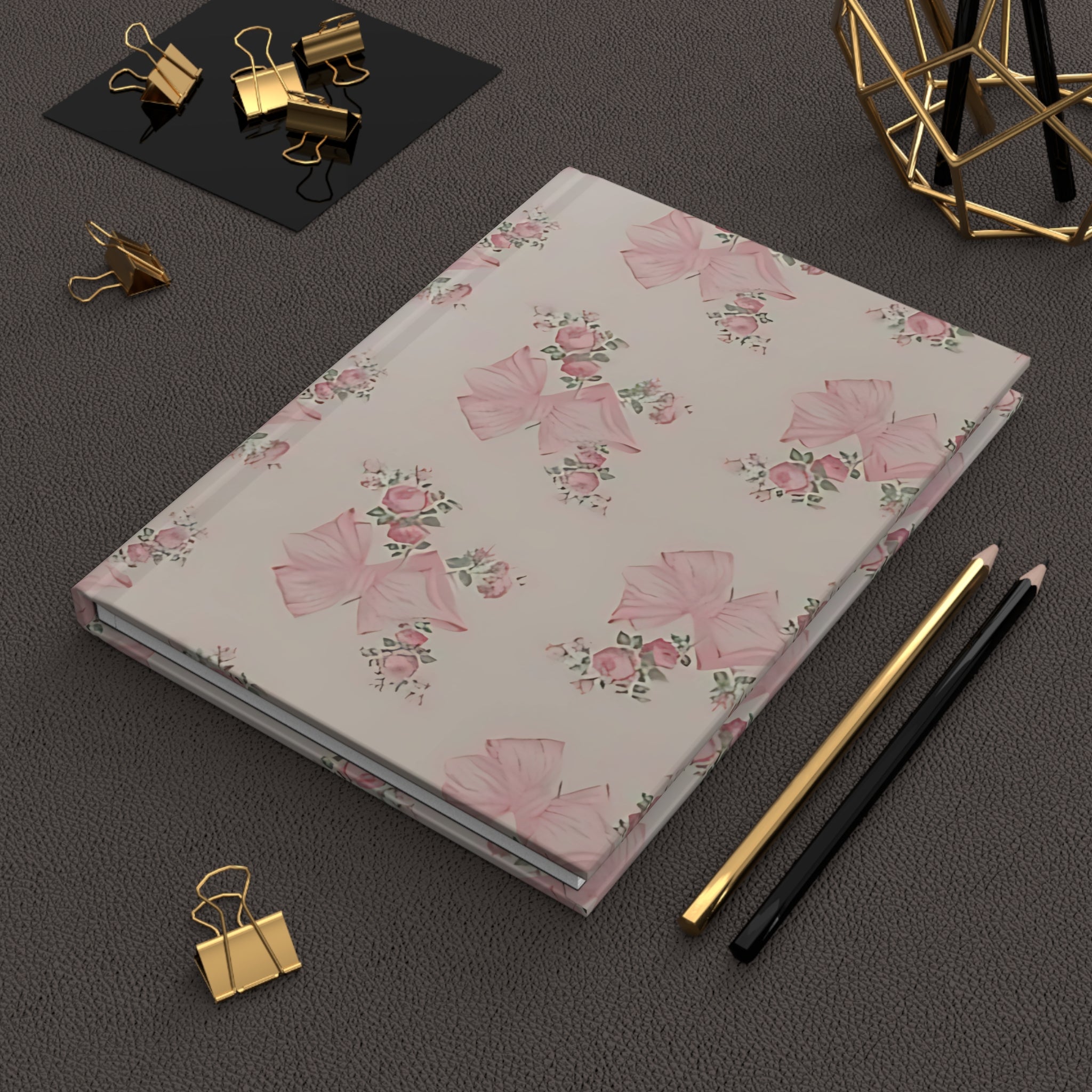 Customizable: Elegant Floral Hardcover Journal with Pink Bows, Gift for Writers, Notebooks for School, Journaling, Scrapbooking, Keepsake Book, [...]